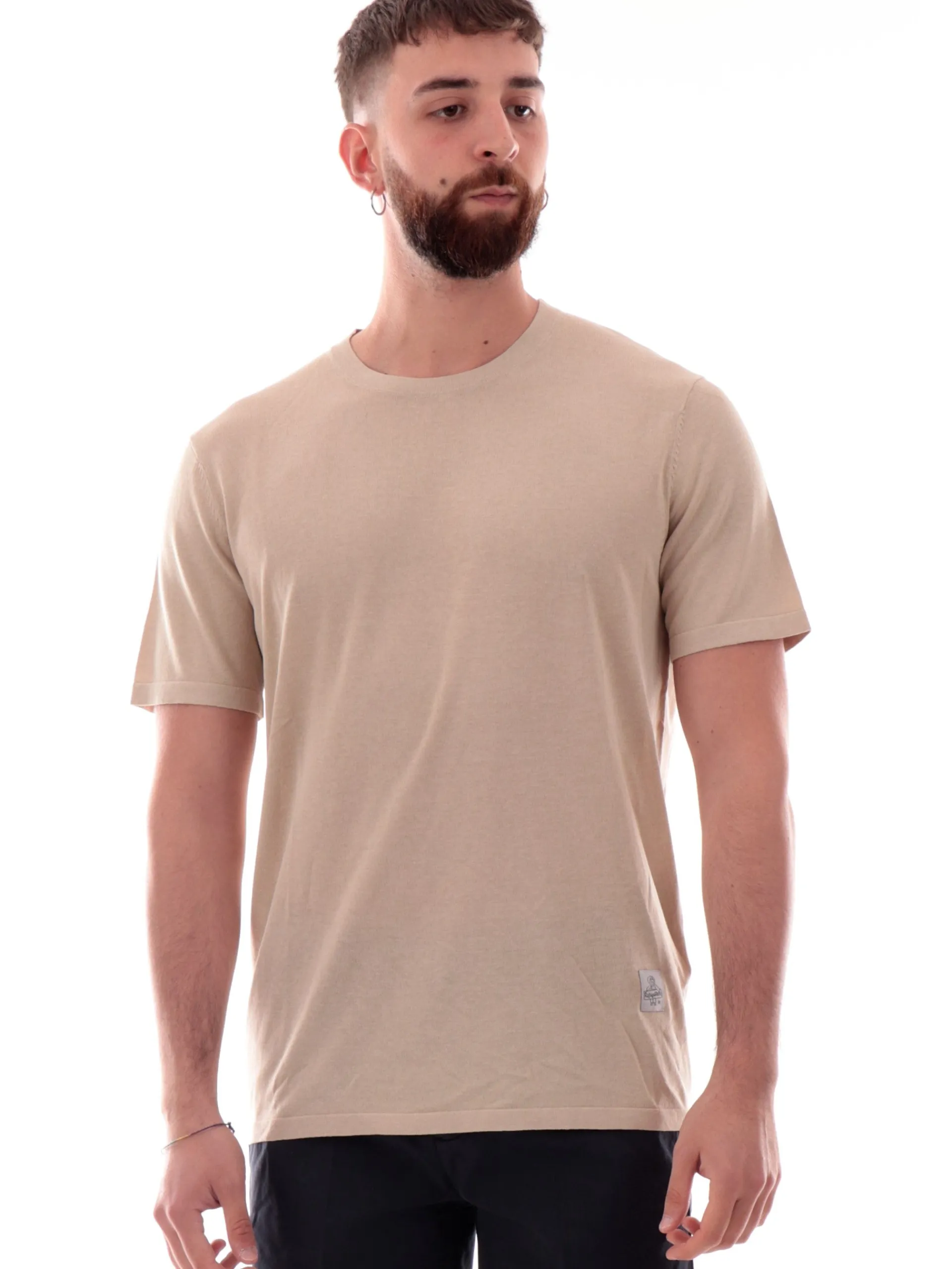 REFRIGIWEAR T-Shirt*Maglia in filo beige da uomo slim fit knitted M35200A00081