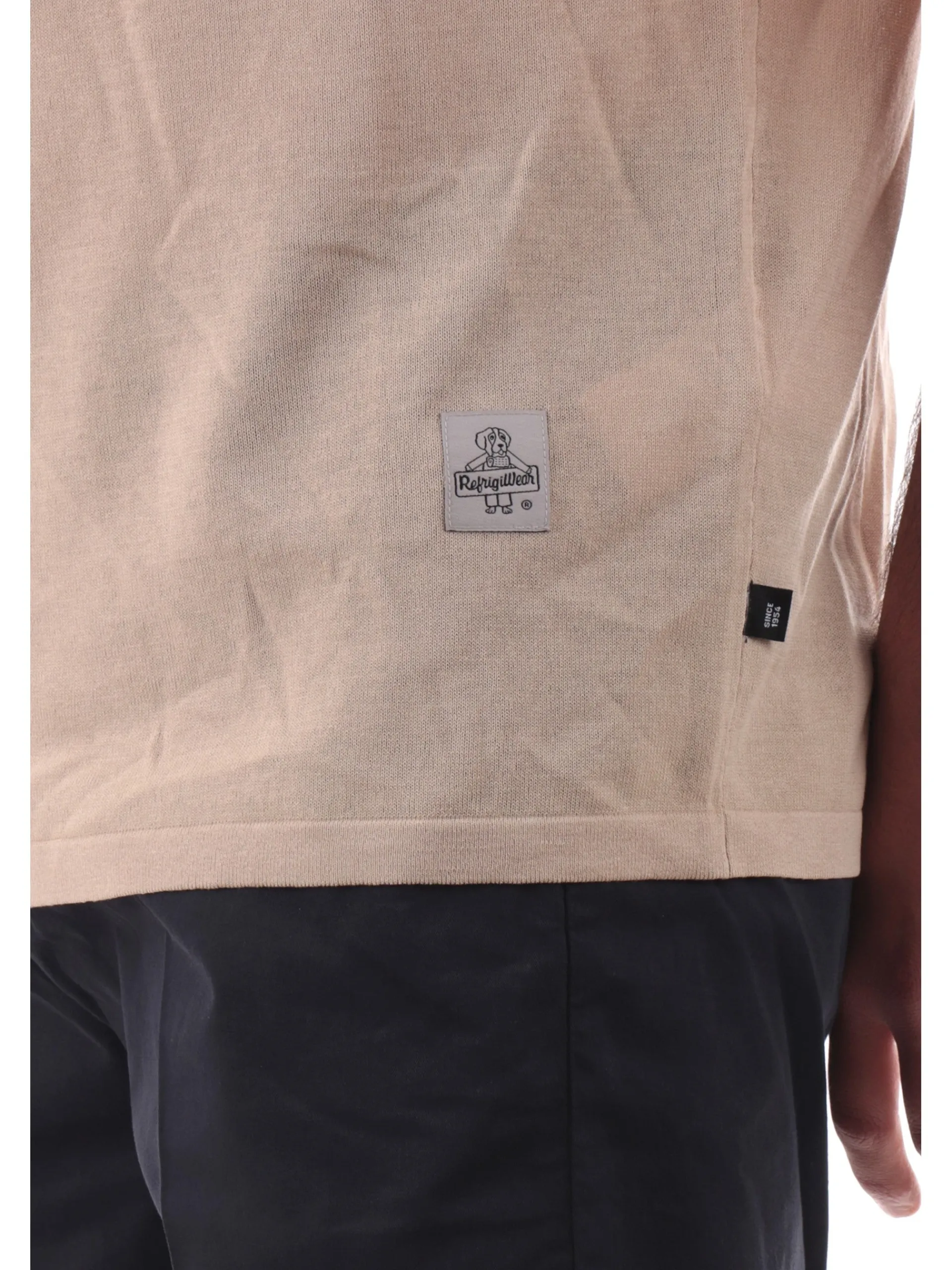 REFRIGIWEAR T-Shirt*Maglia in filo beige da uomo slim fit knitted M35200A00081