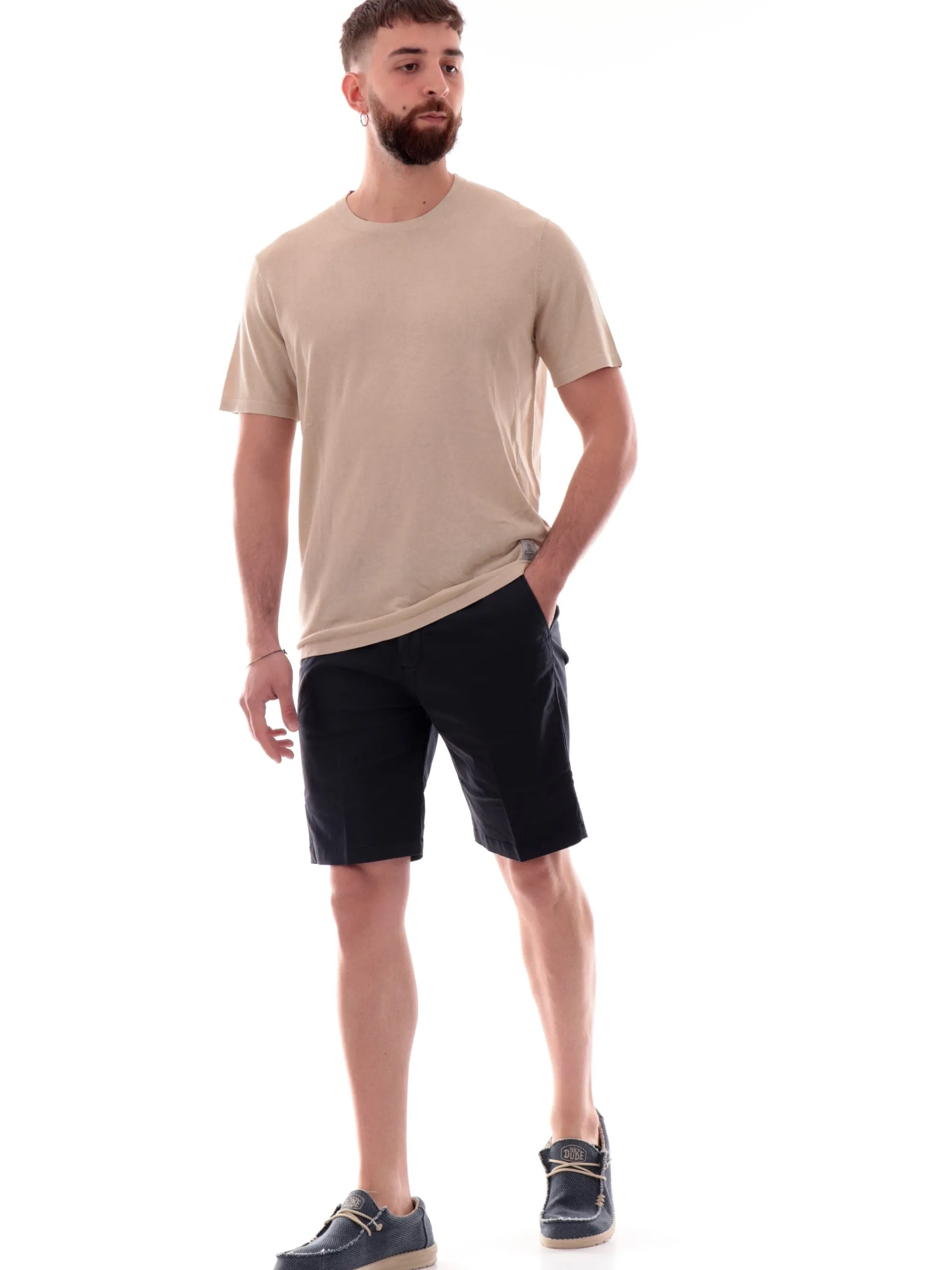 REFRIGIWEAR T-Shirt*Maglia in filo beige da uomo slim fit knitted M35200A00081