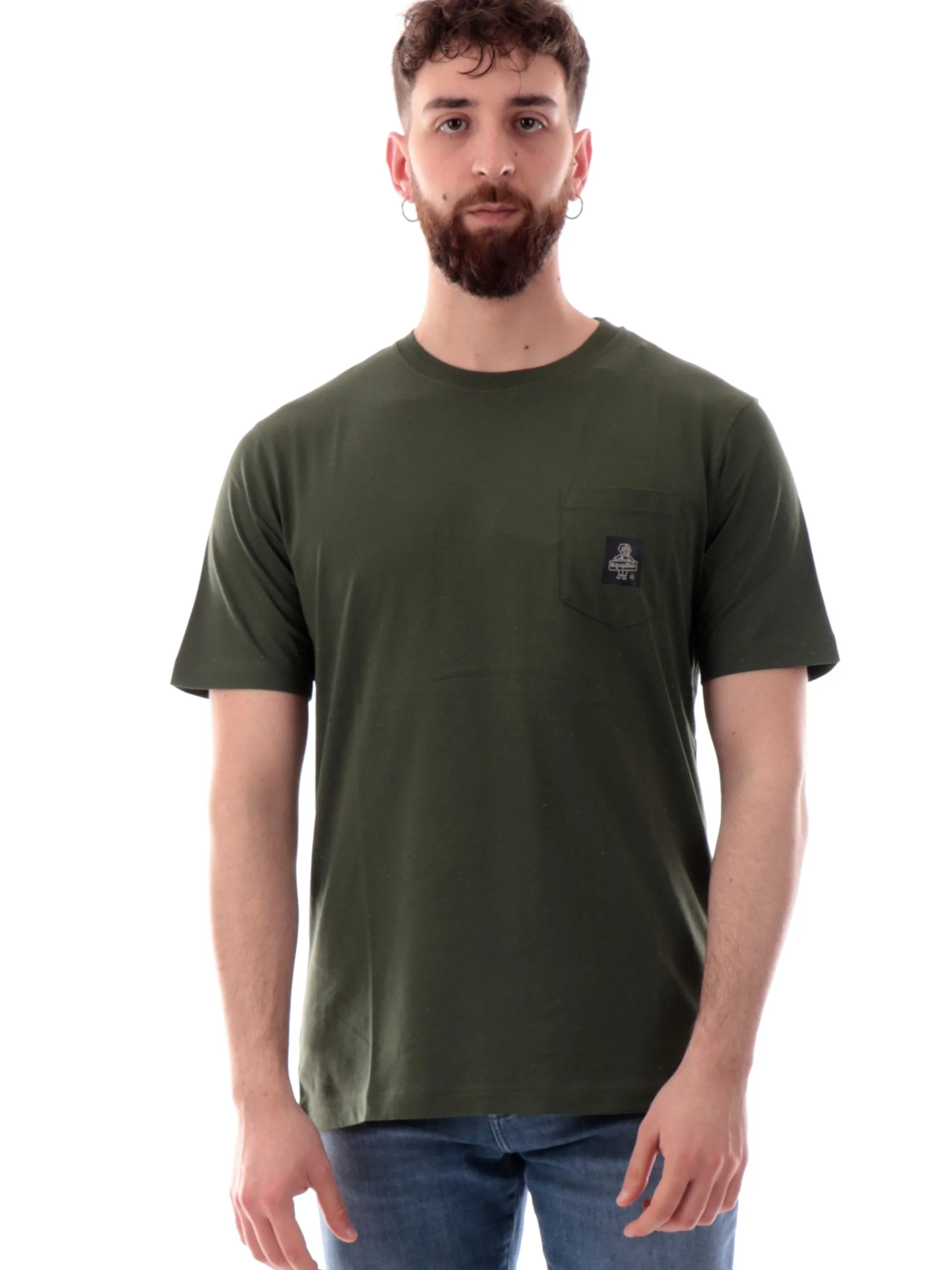 REFRIGIWEAR T-Shirt*Maglia Pierce verde da uomo con taschino e logo T22600