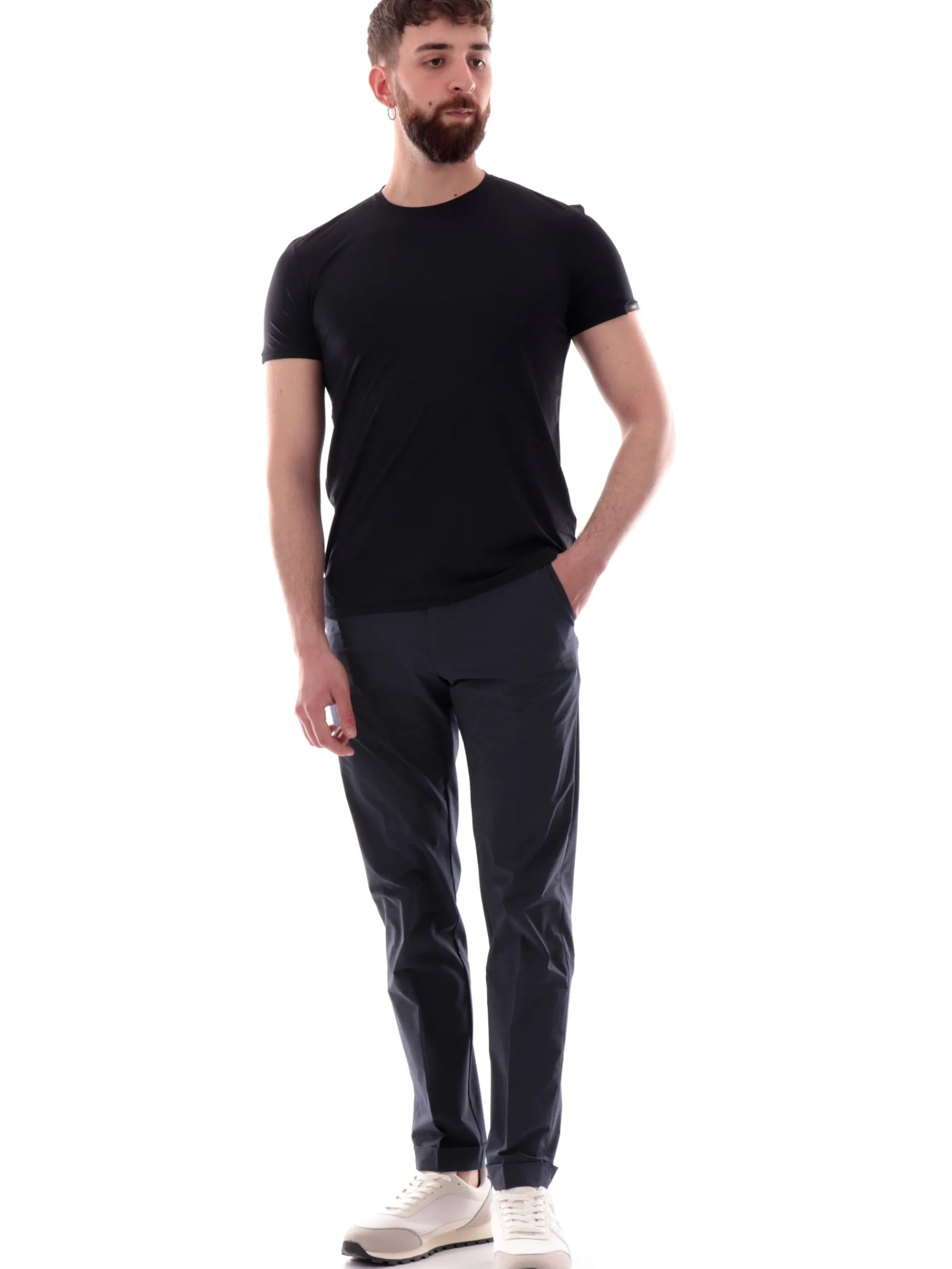 RRD Camicie*Maglia blu black Oxford Logo Shirty da uomo con banda logata 25216