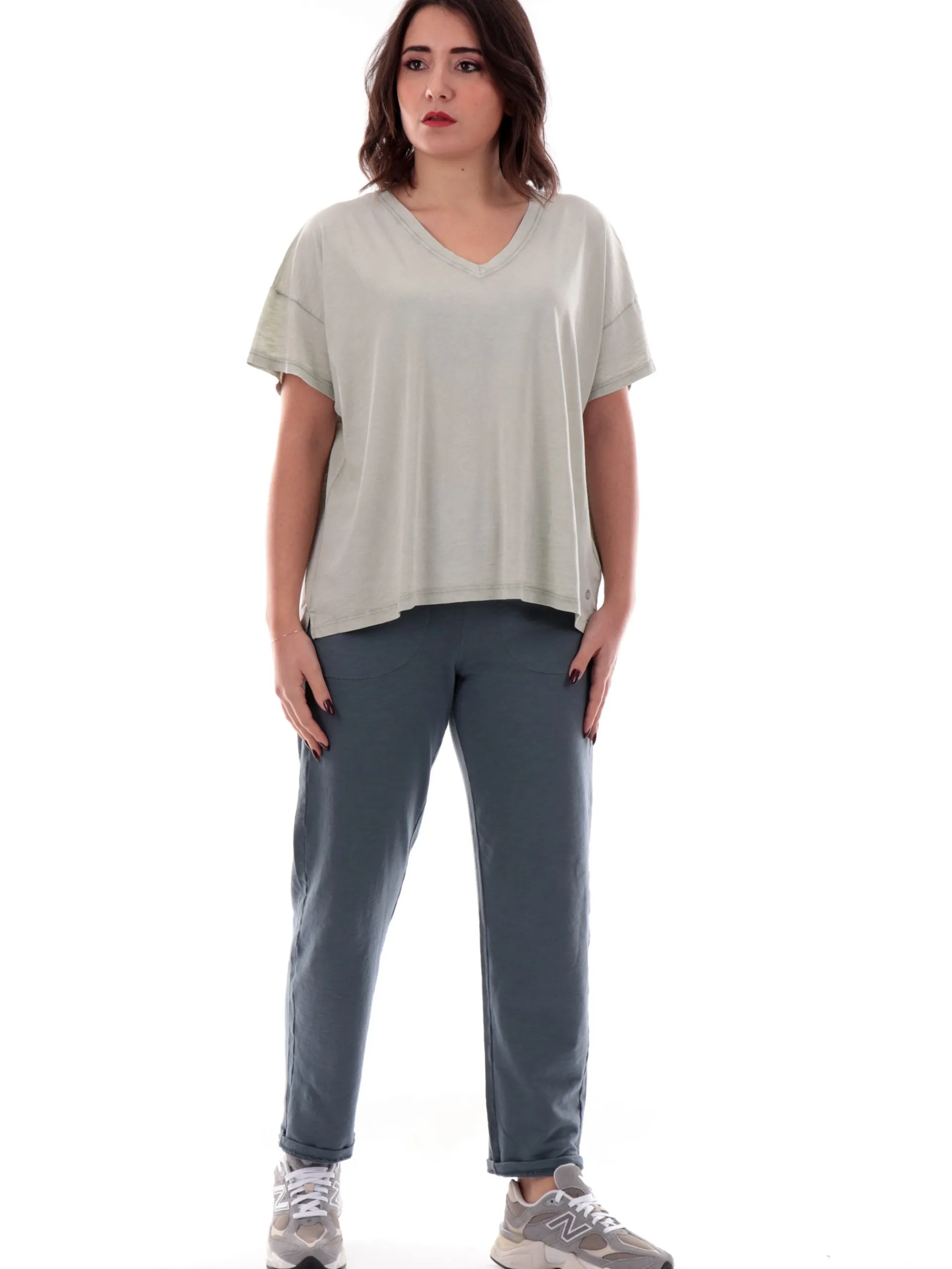 DEHA T-Shirt*Maglia scollo a v verde menta da donna Crop D2236037620
