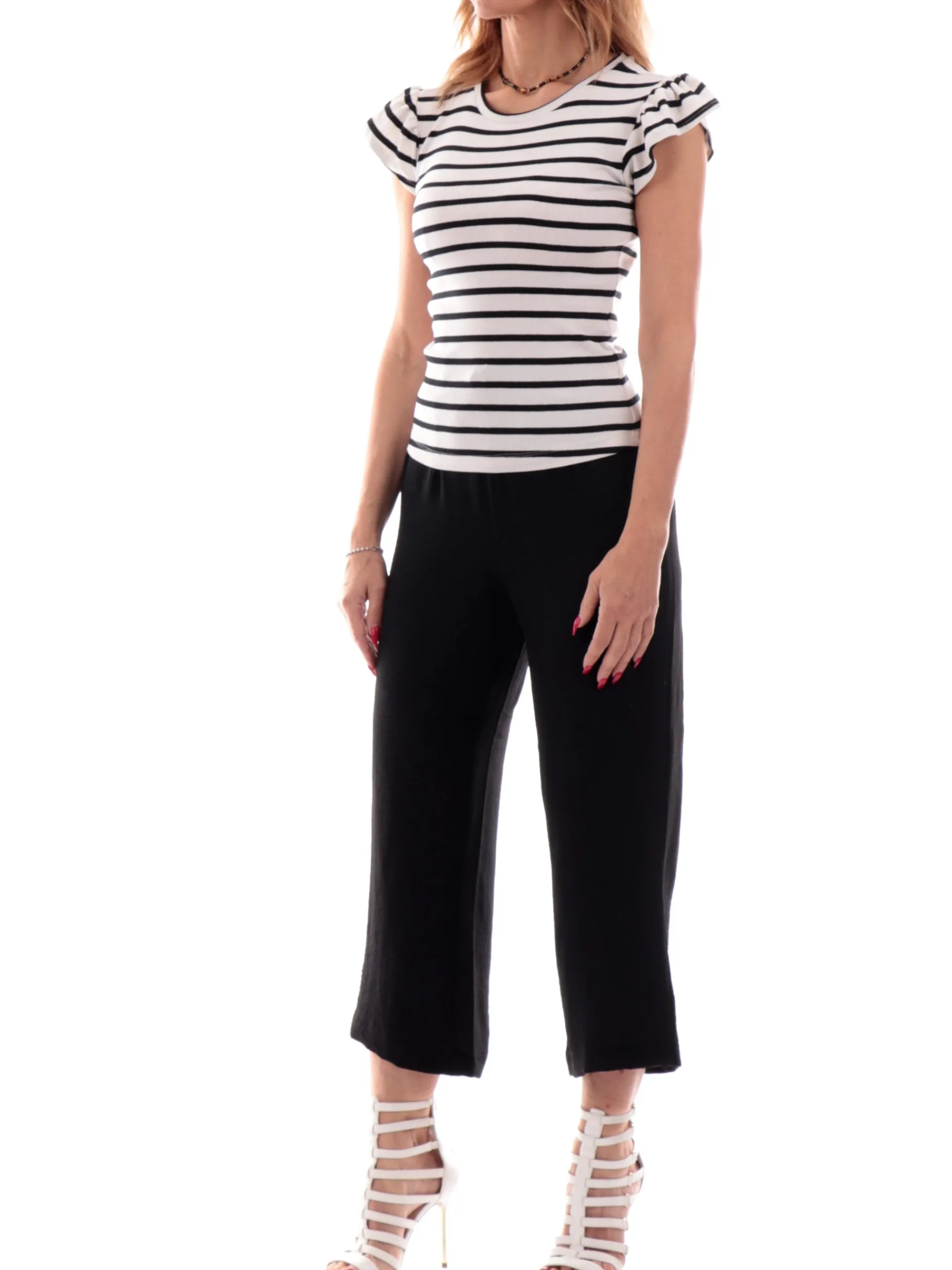 TIFFOSI T-Shirt*Maglia bianca a righe da donna con maniche a farfalla GAVI 1 10059267