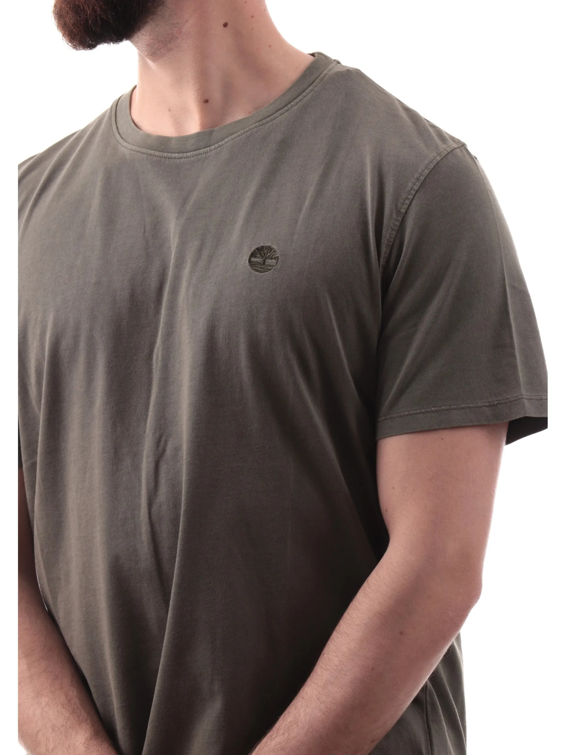 TIMBERLAND T-Shirt*Maglia verde militare da uomo logo ricamato Dunstan River TB0A5YAY