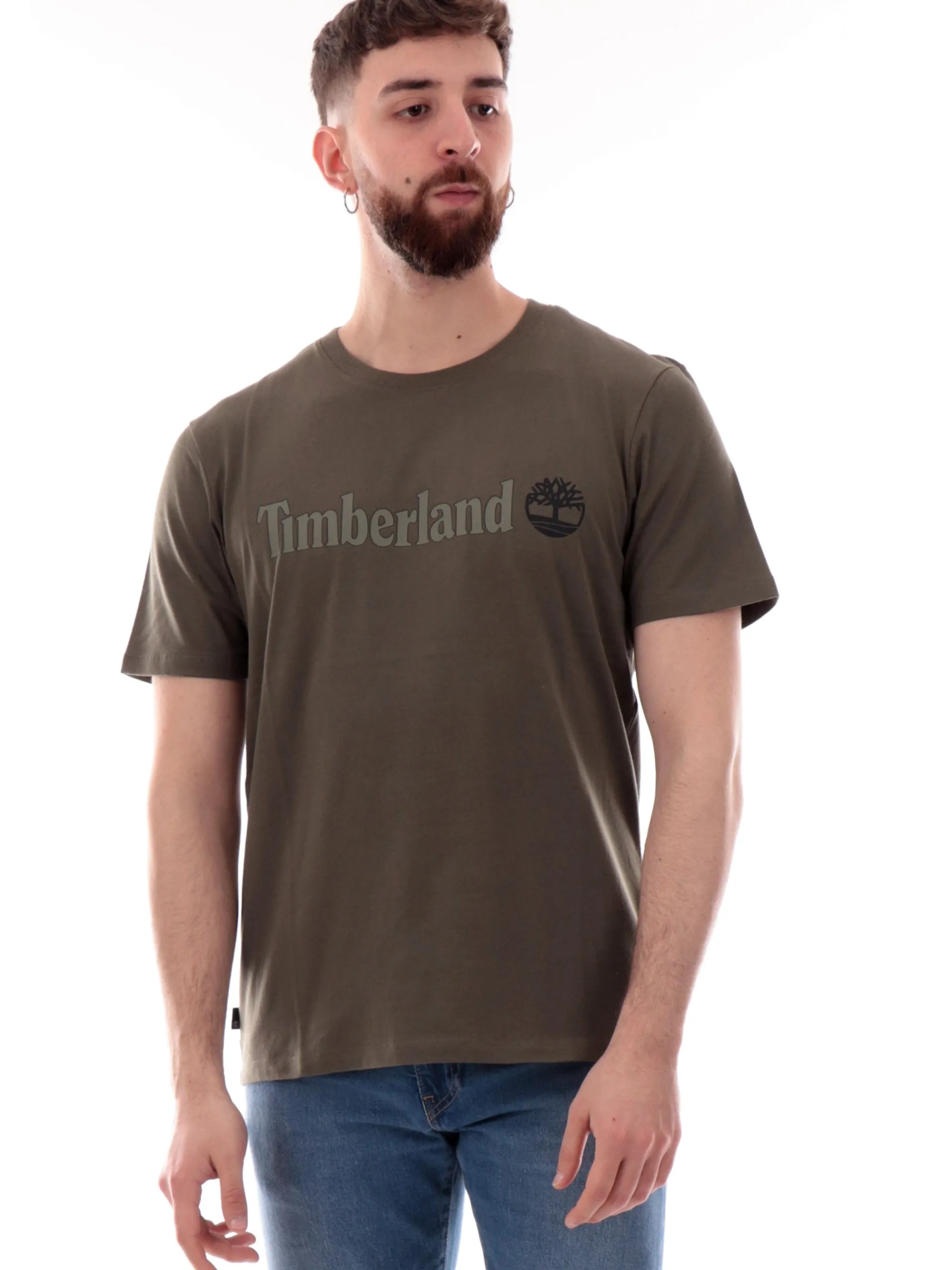 TIMBERLAND T-Shirt*Maglia verde militare da uomo maxi stampa Kennebec River TB0A5UPQ