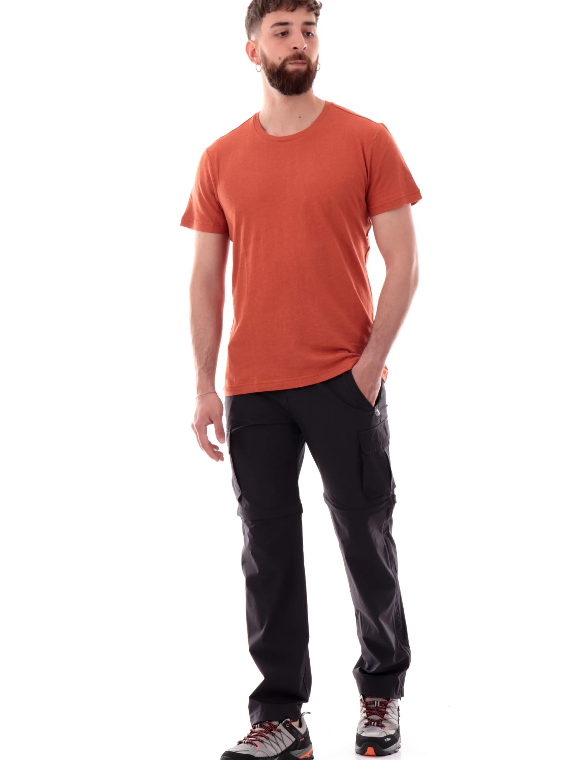 CMP T-Shirt*Maglia trekking arancione da uomo in canapa con patch gommato 35F7647
