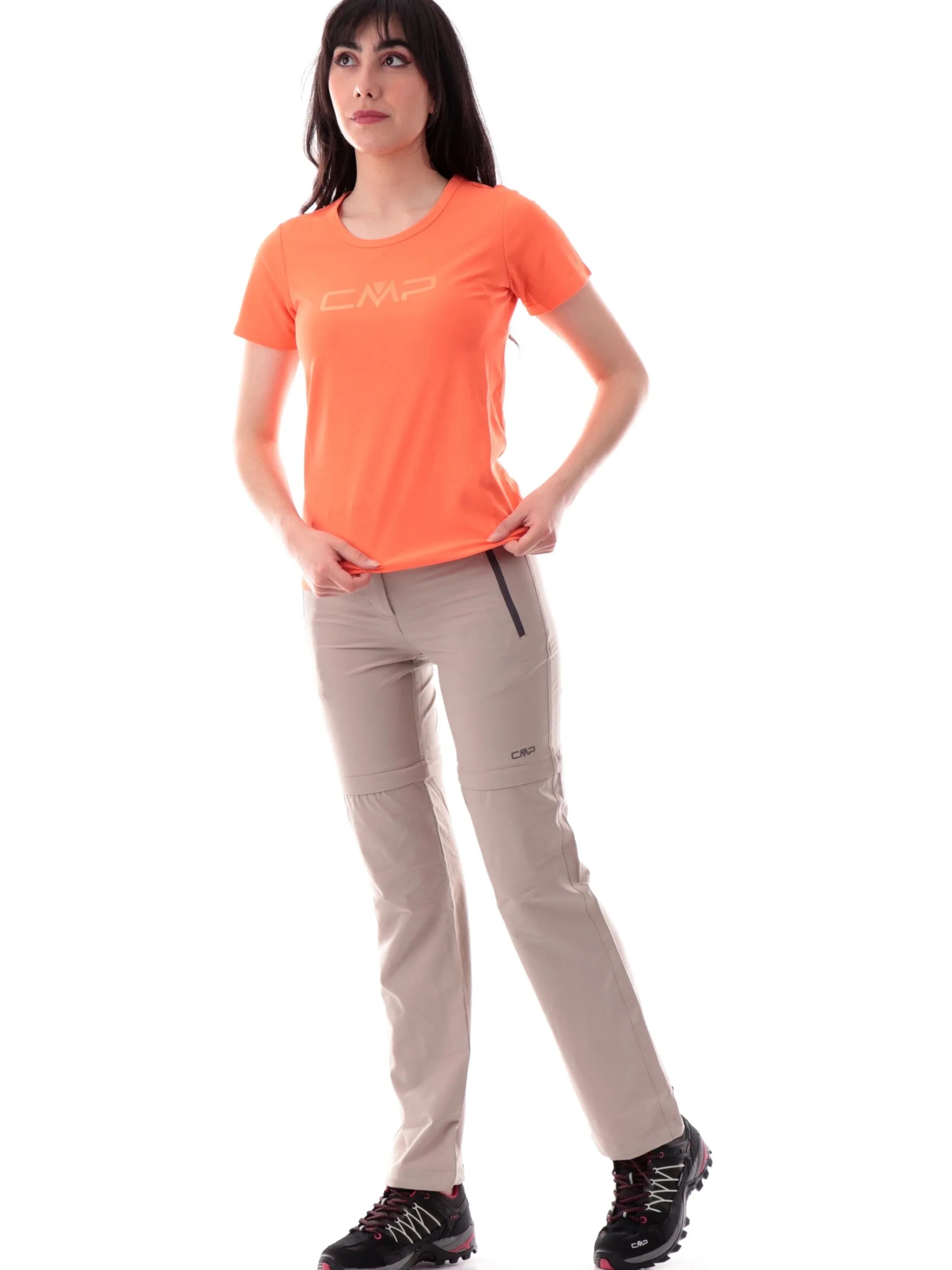 CMP T-Shirt*Maglia trekking arancione da donna con stampa 39T5676P