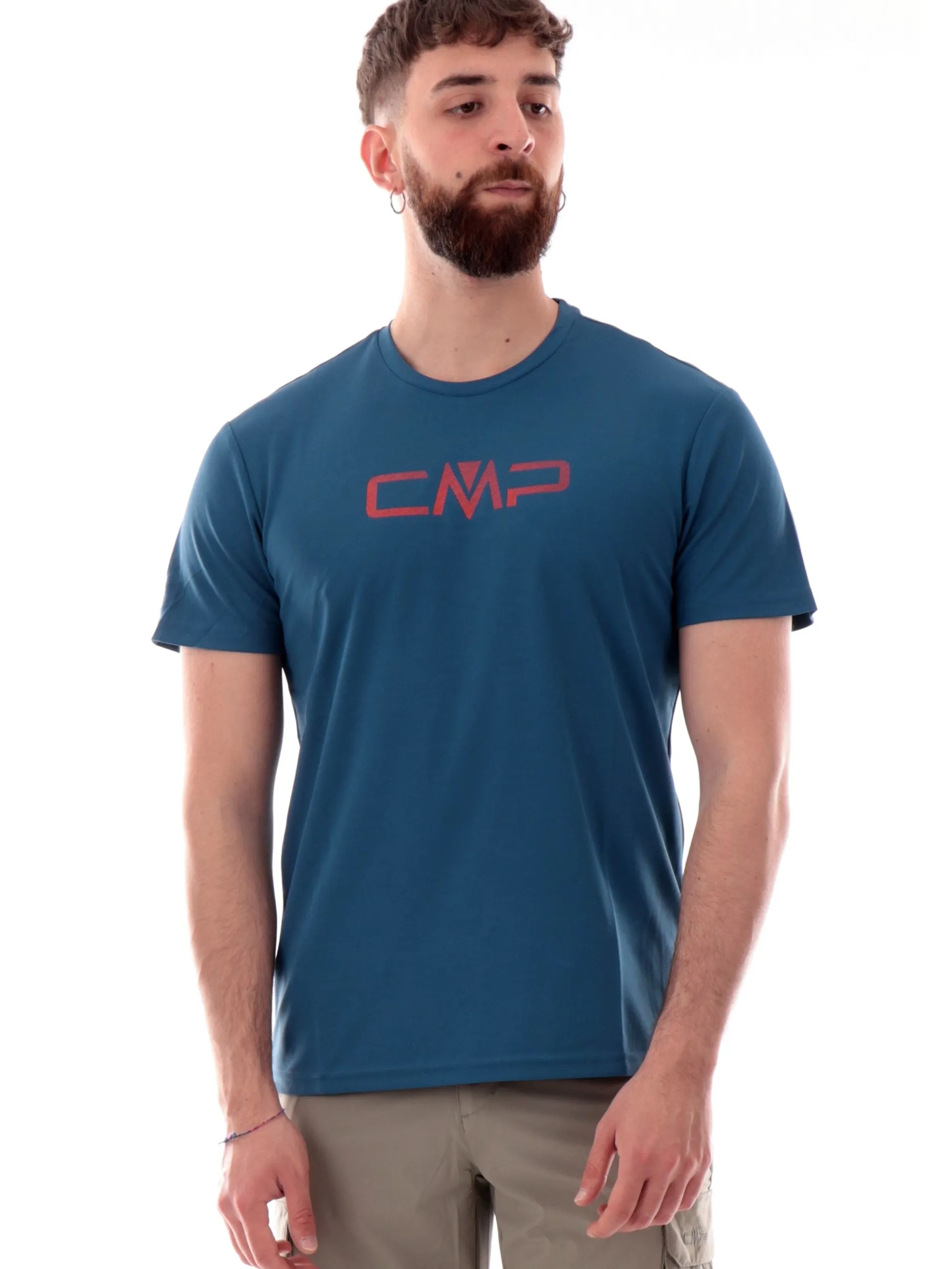 CMP T-Shirt*Maglia trekking blu da uomo logo arancione 39T7117P