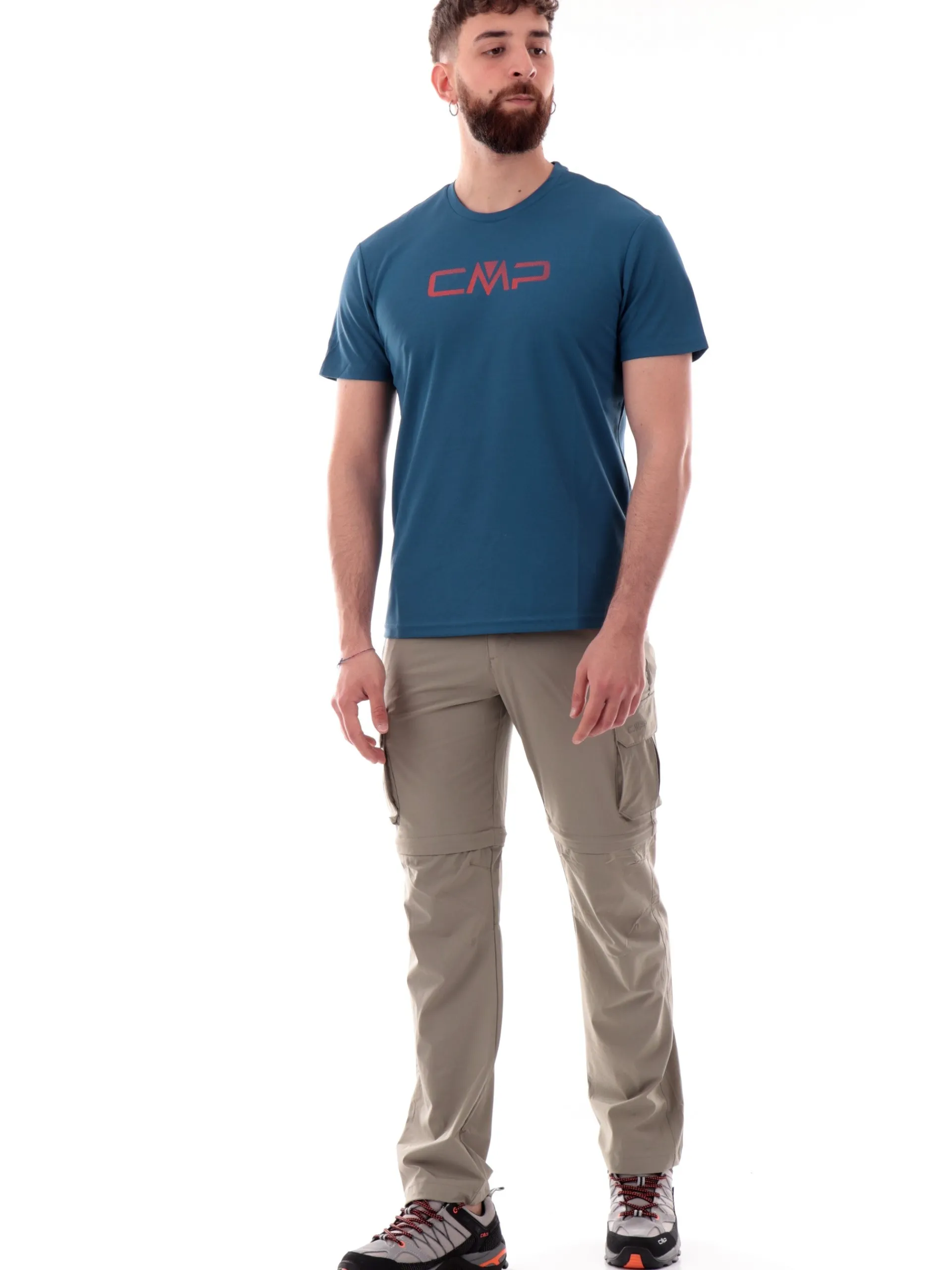 CMP T-Shirt*Maglia trekking blu da uomo logo arancione 39T7117P