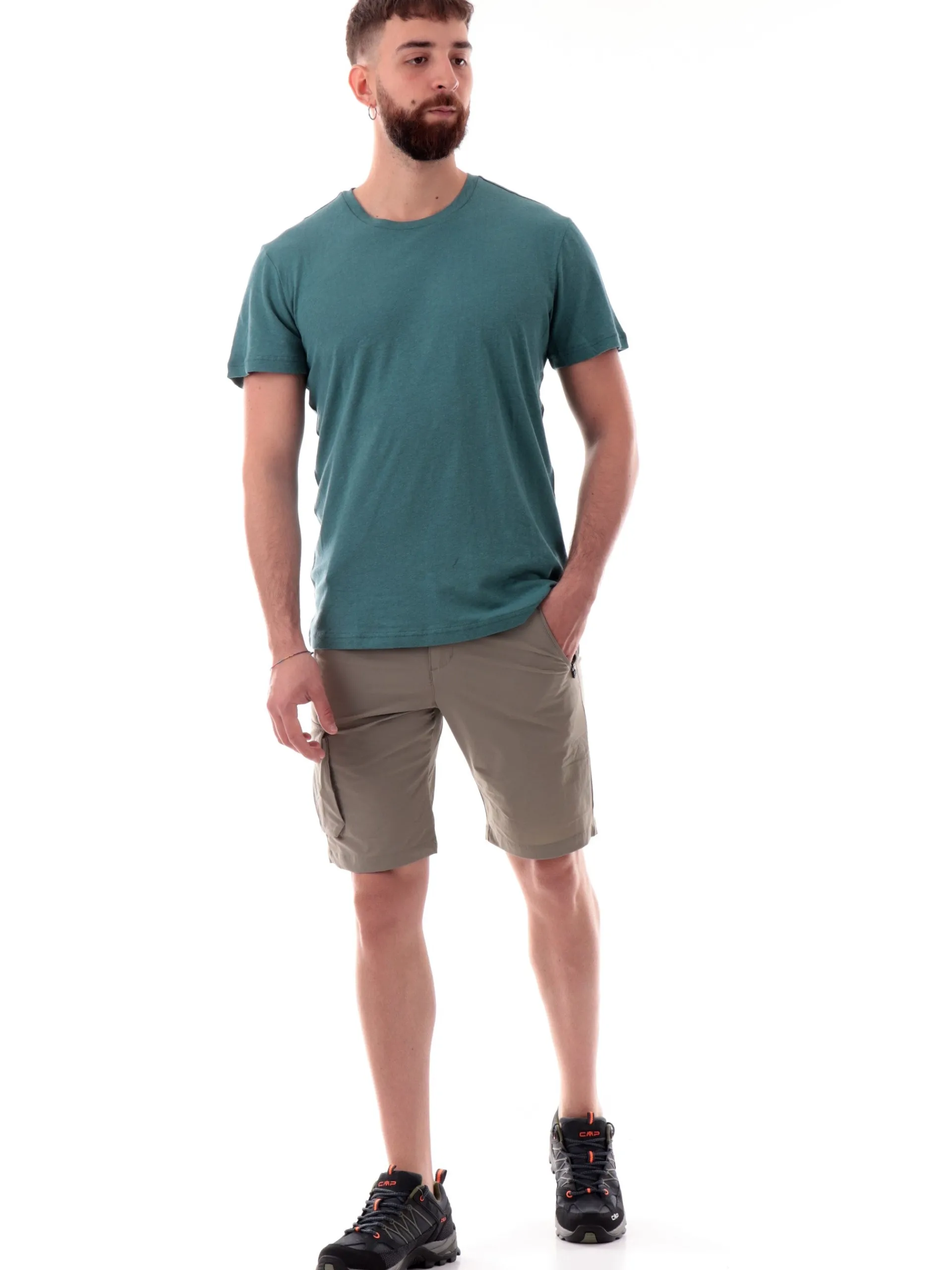 CMP T-Shirt*Maglia trekking verde da uomo in canapa con patch gommato 35F7647