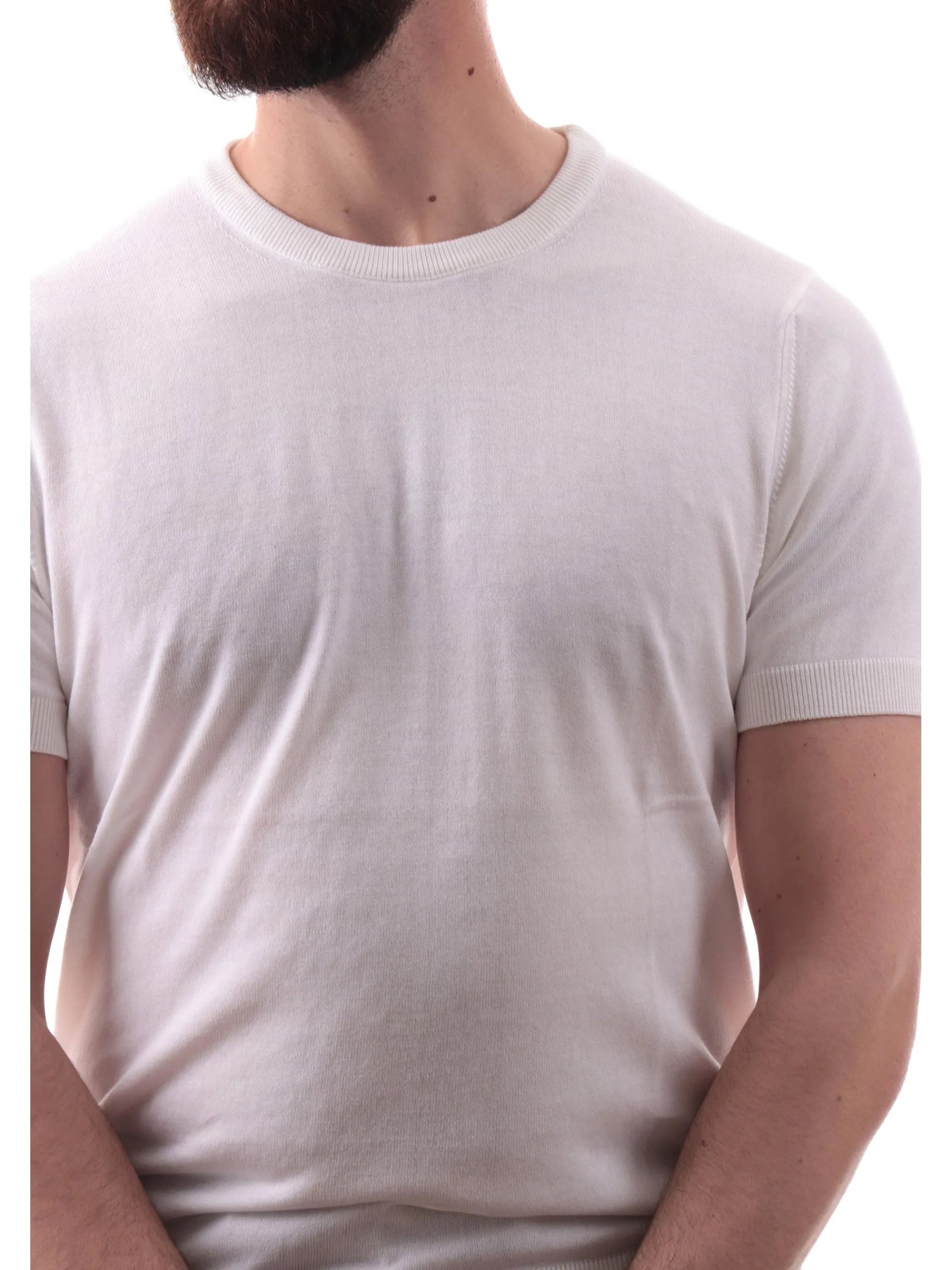 VELK T-Shirt*Maglia bianca girocollo da uomo Made in Italy lavorata a mano RS633Y