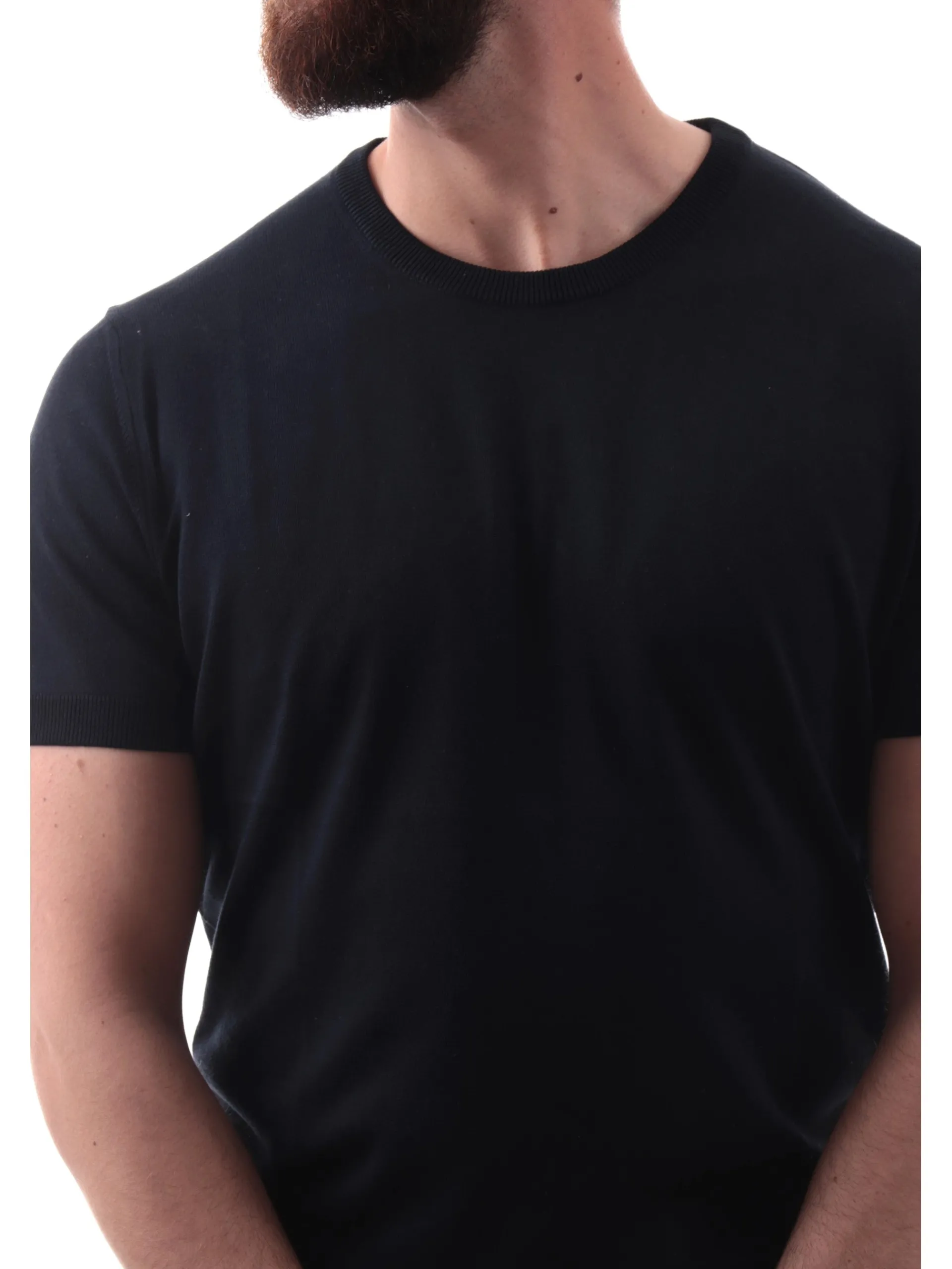 VELK T-Shirt*Maglia blu girocollo da uomo Made in Italy lavorata a mano RS633Y