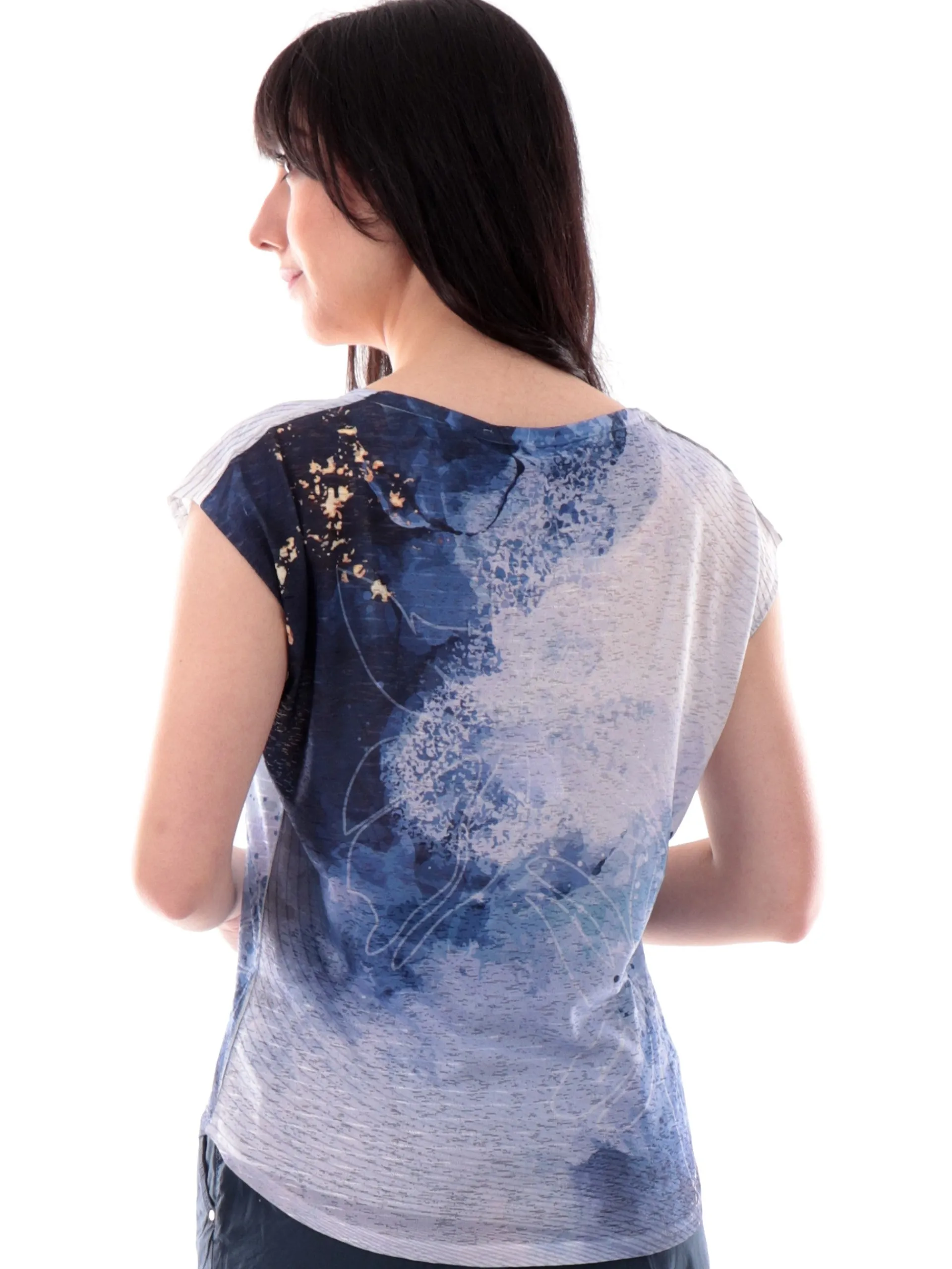 YES ZEE T-Shirt*Maglia blu da donna stampa fiori T235Y303