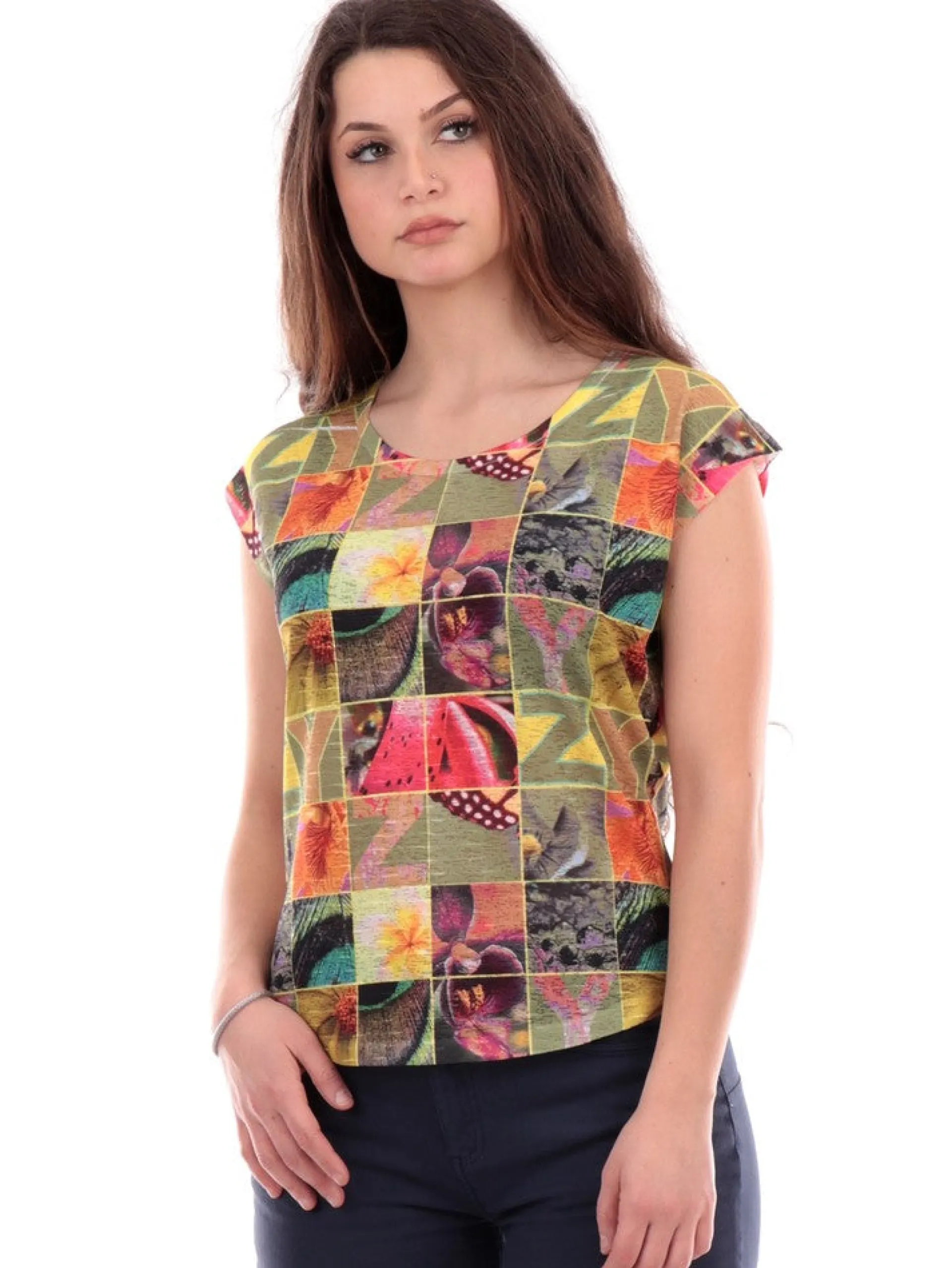 YES ZEE T-Shirt*Maglia Donna in morbido tessuto con stampa digitale sublimatica T235Y3052