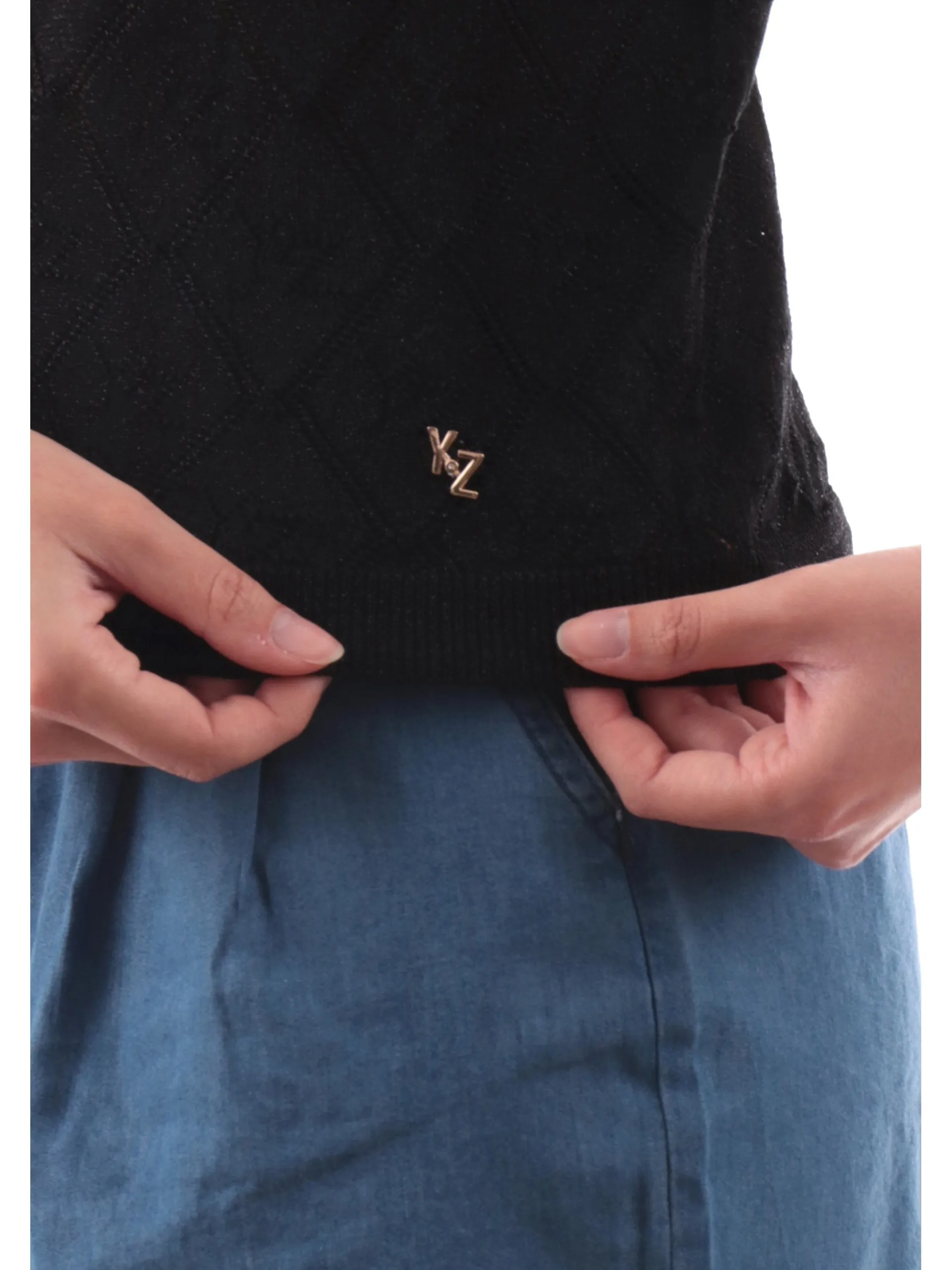 YES ZEE Maglie*Maglia nera lurex monospalla M233I6000801