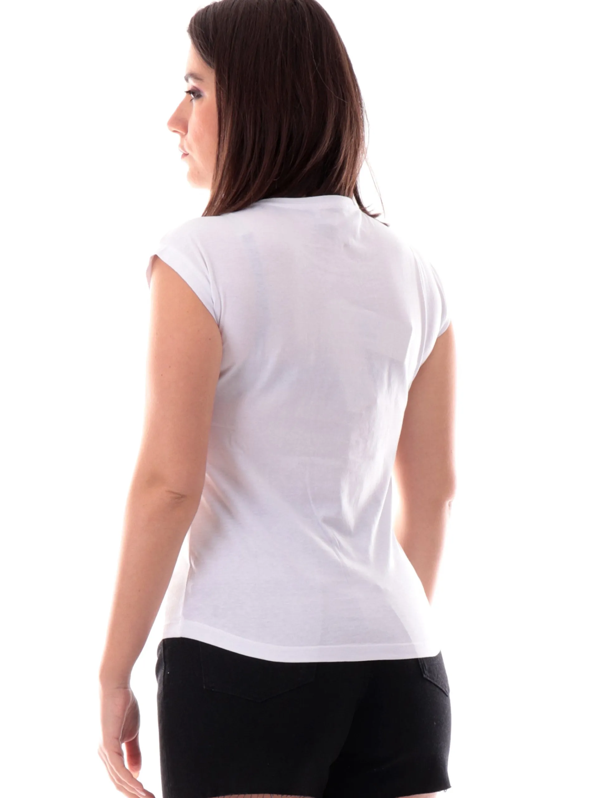 YES ZEE T-Shirt*Maglia vestibilità morbida bianca da donna con strass T212JX00