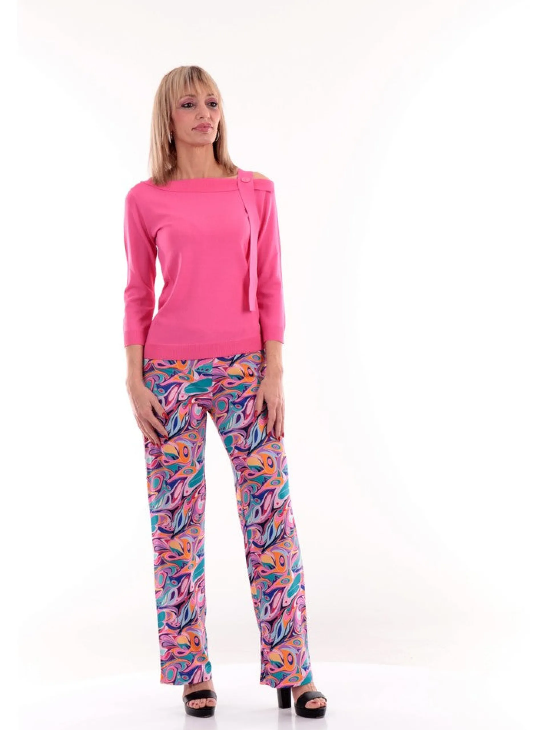 ANIS Maglie*Maglione rosa da donna con bottone decorativo 2316146