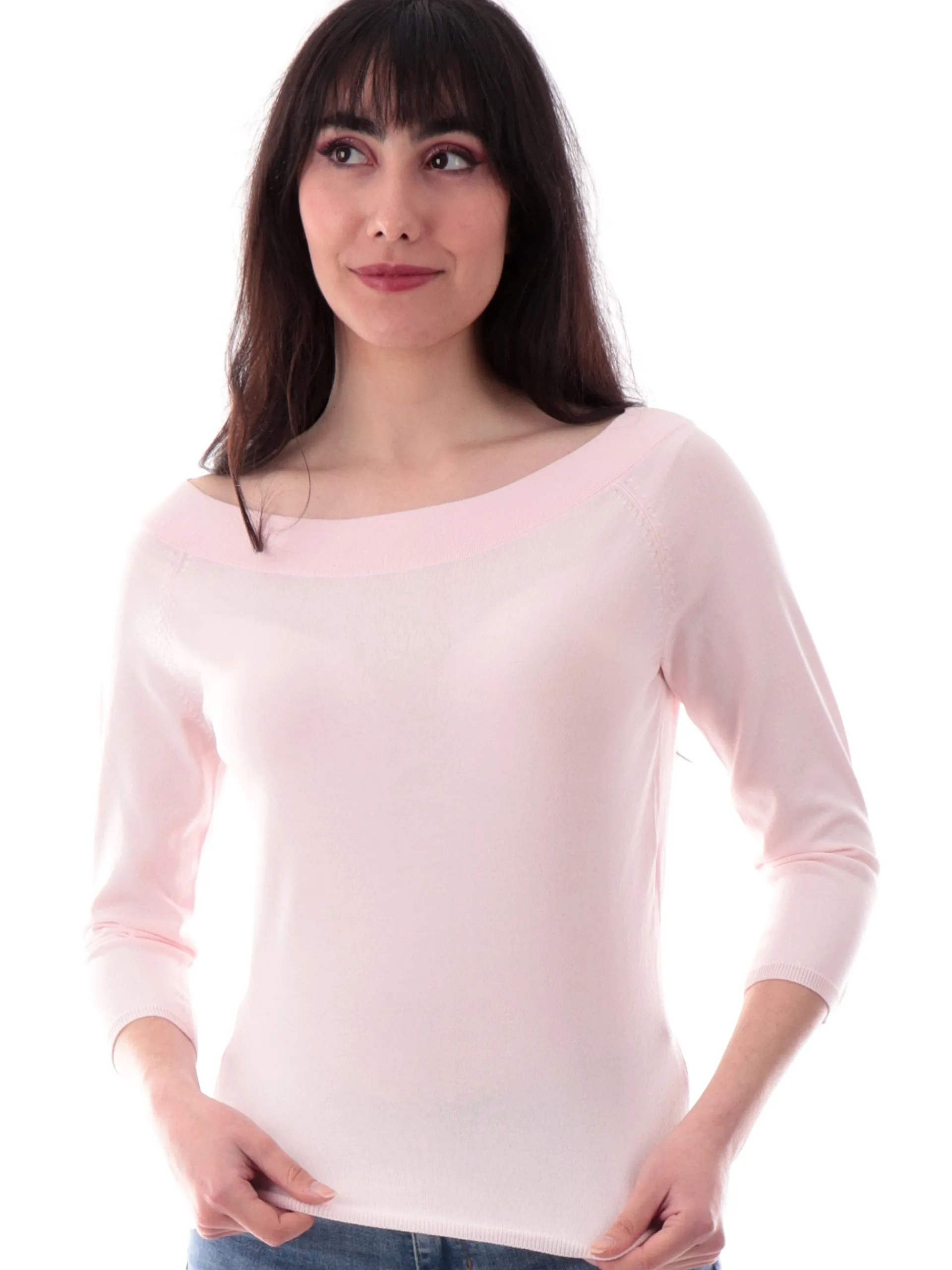 ANIS Maglie*Maglione spalle scoperte rosa da donna maniche tre quarti Shiffer 251W6021