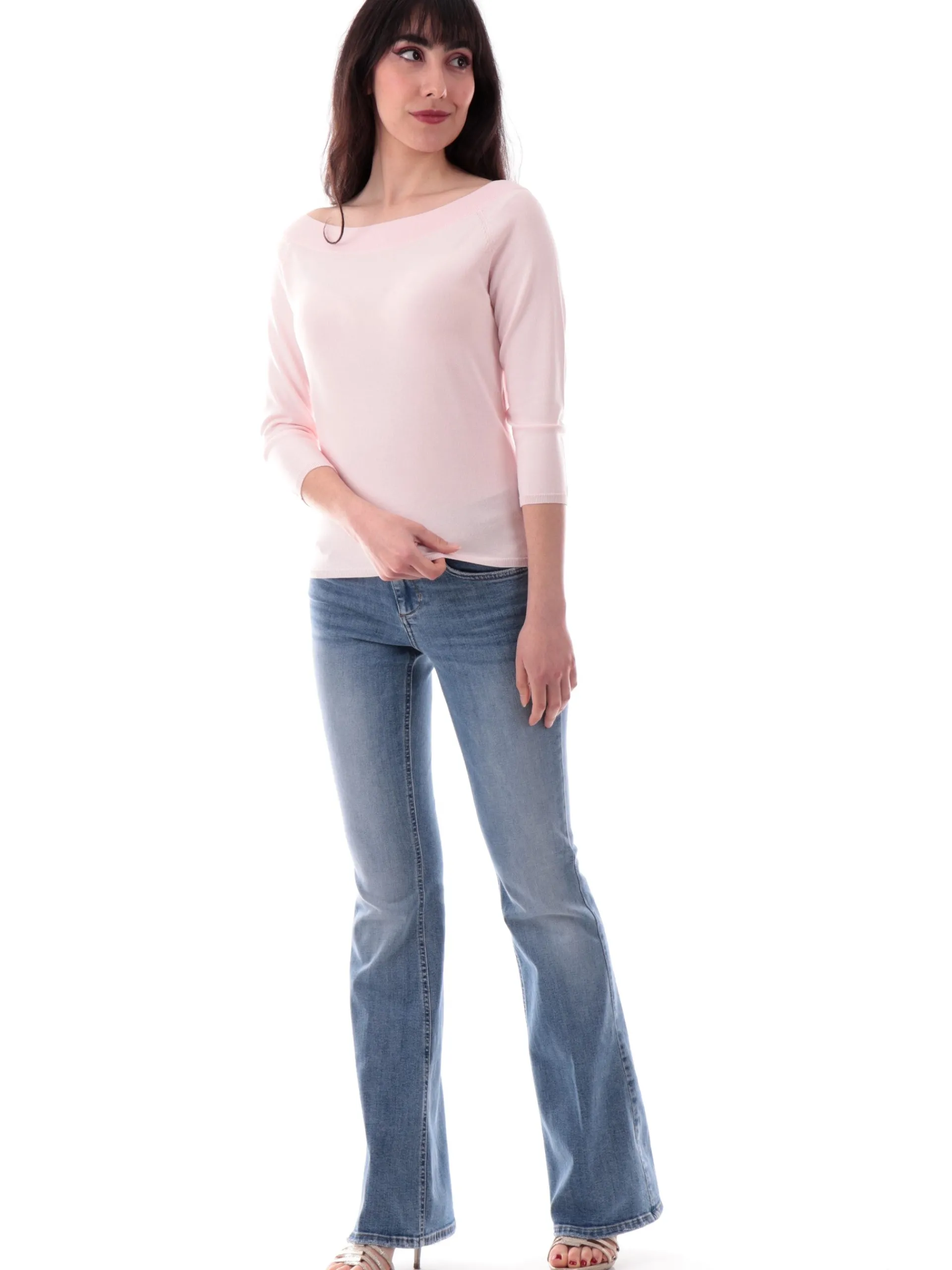 ANIS Maglie*Maglione spalle scoperte rosa da donna maniche tre quarti Shiffer 251W6021