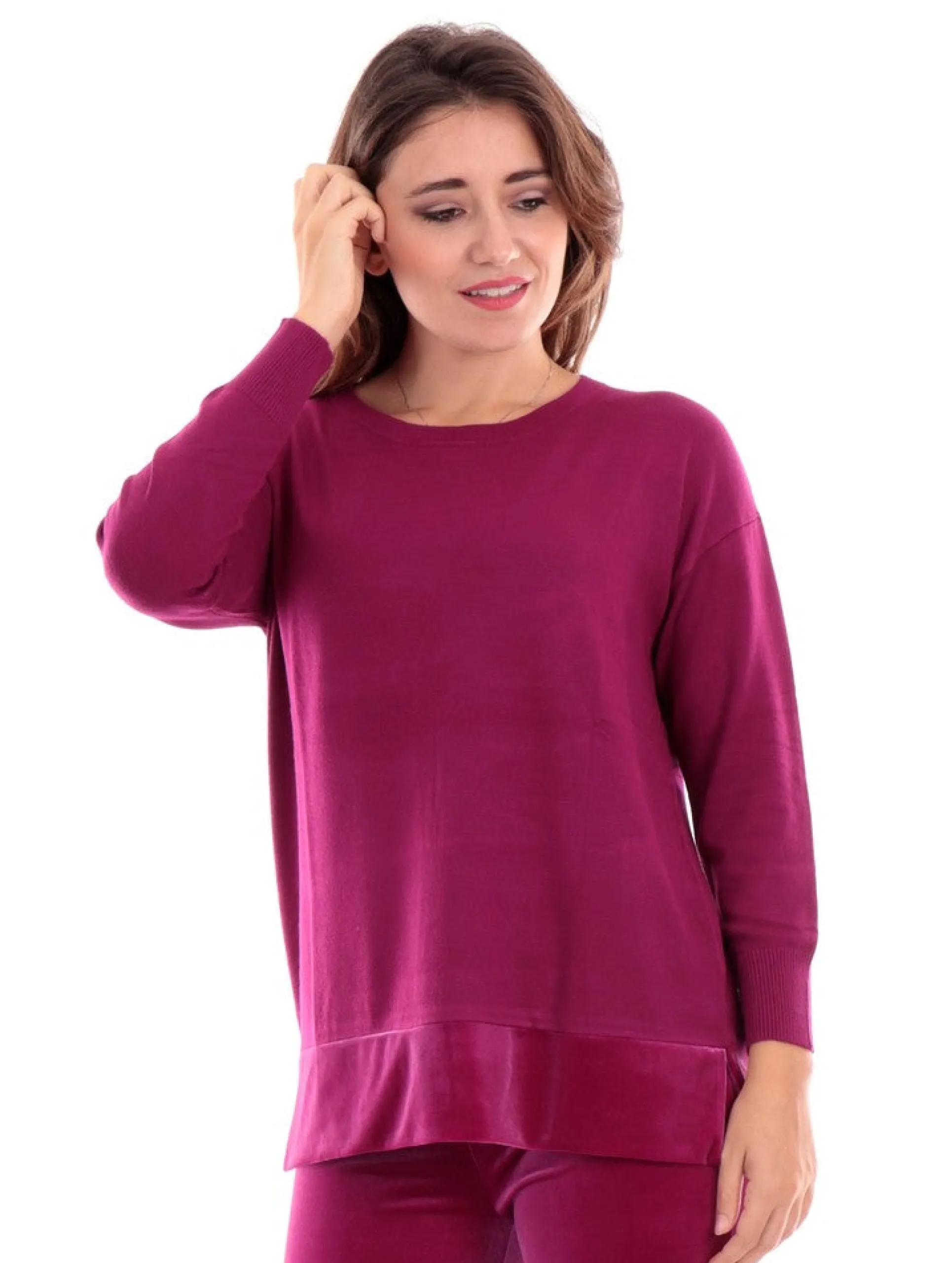 ANIS Maglie*Maglione viola da donna Inserto Velluto 2351025