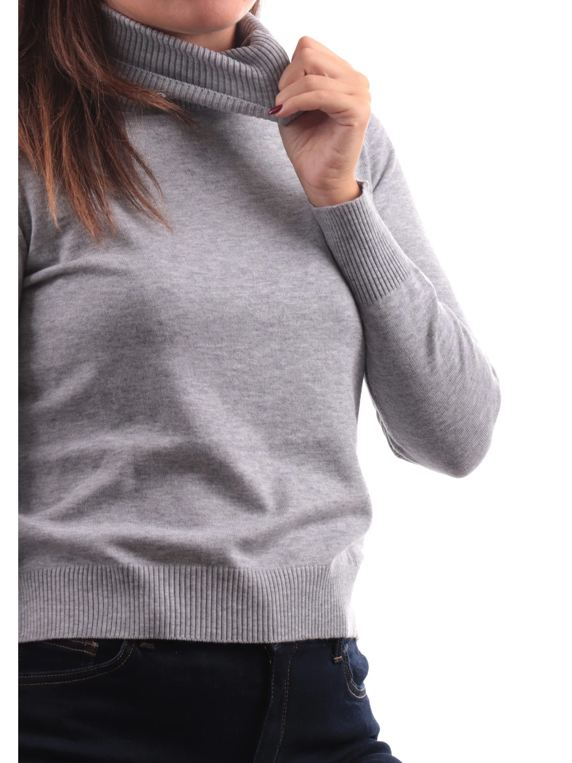 ANIS Maglie*Maglione White Grigio Collo Alto Dolcevita 245W1221