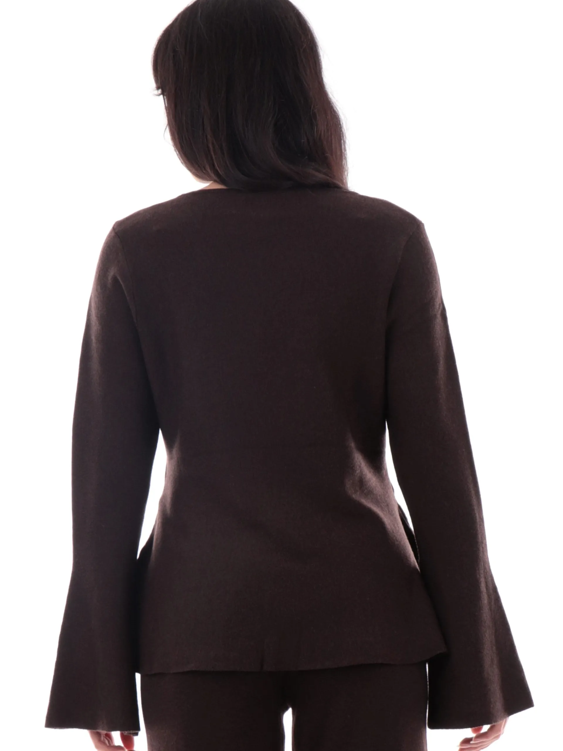 ANIS Maglie*Maglione White Marrone maniche a sbuffo 245W1320