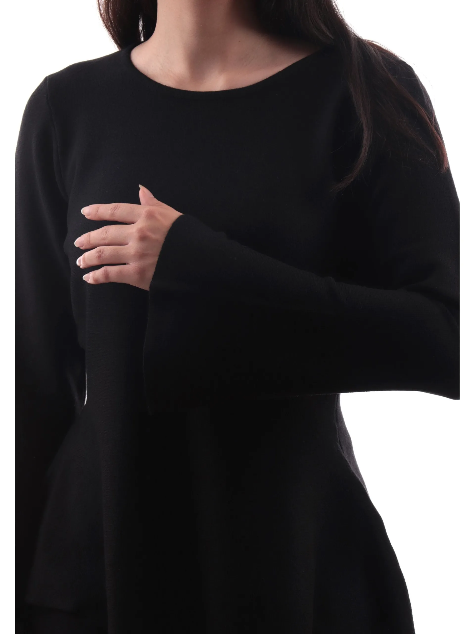 ANIS Maglie*Maglione White nero maniche a sbuffo 245W1320