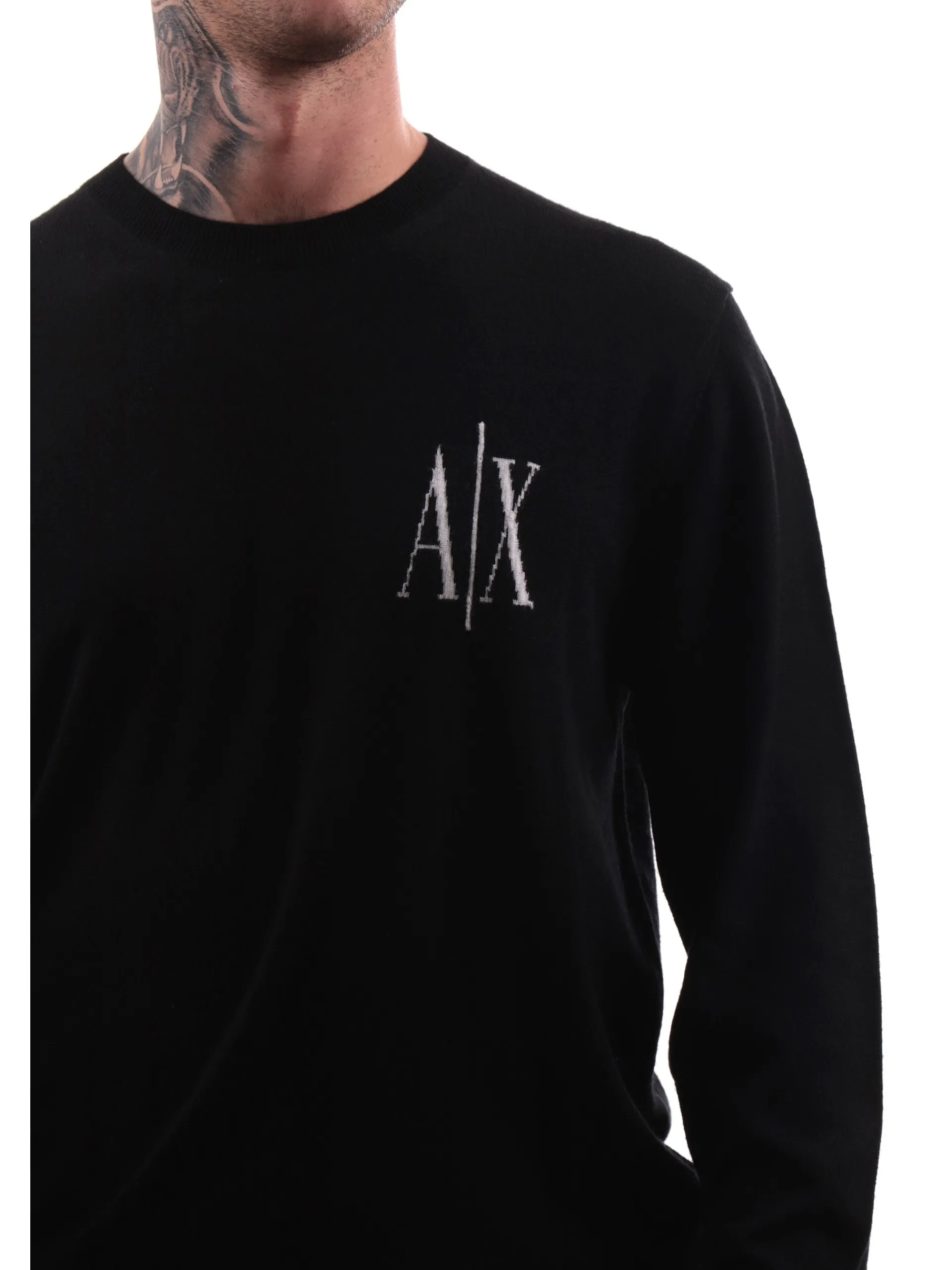 ARMANI EXCHANGE Maglie*Maglione nero da uomo con logo sul cuore 8NZM4RZM8AZ