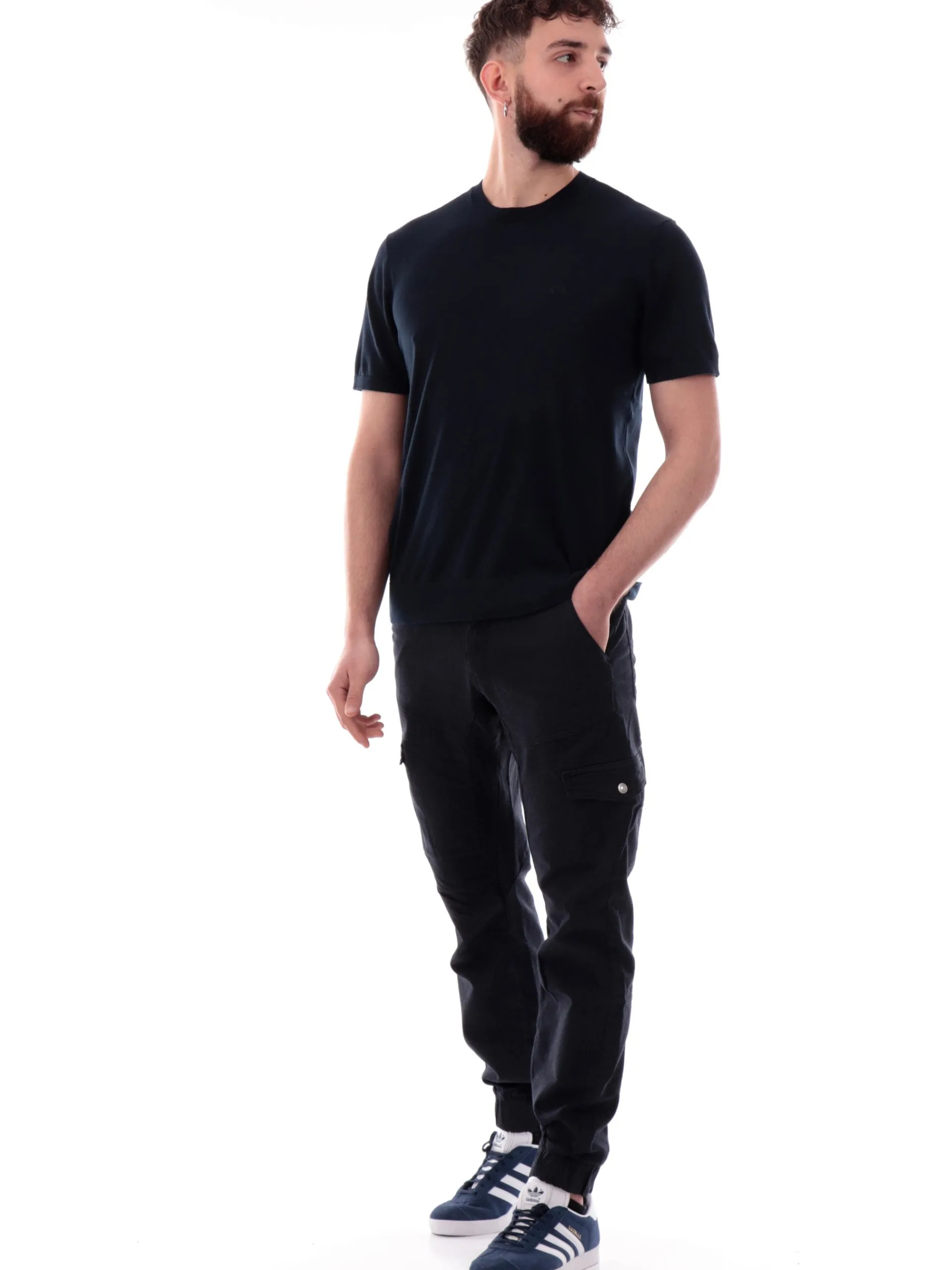 ARMANI EXCHANGE Maglie*Maglione AX maniche corte blu da uomo 8NZM5CZM3JZ