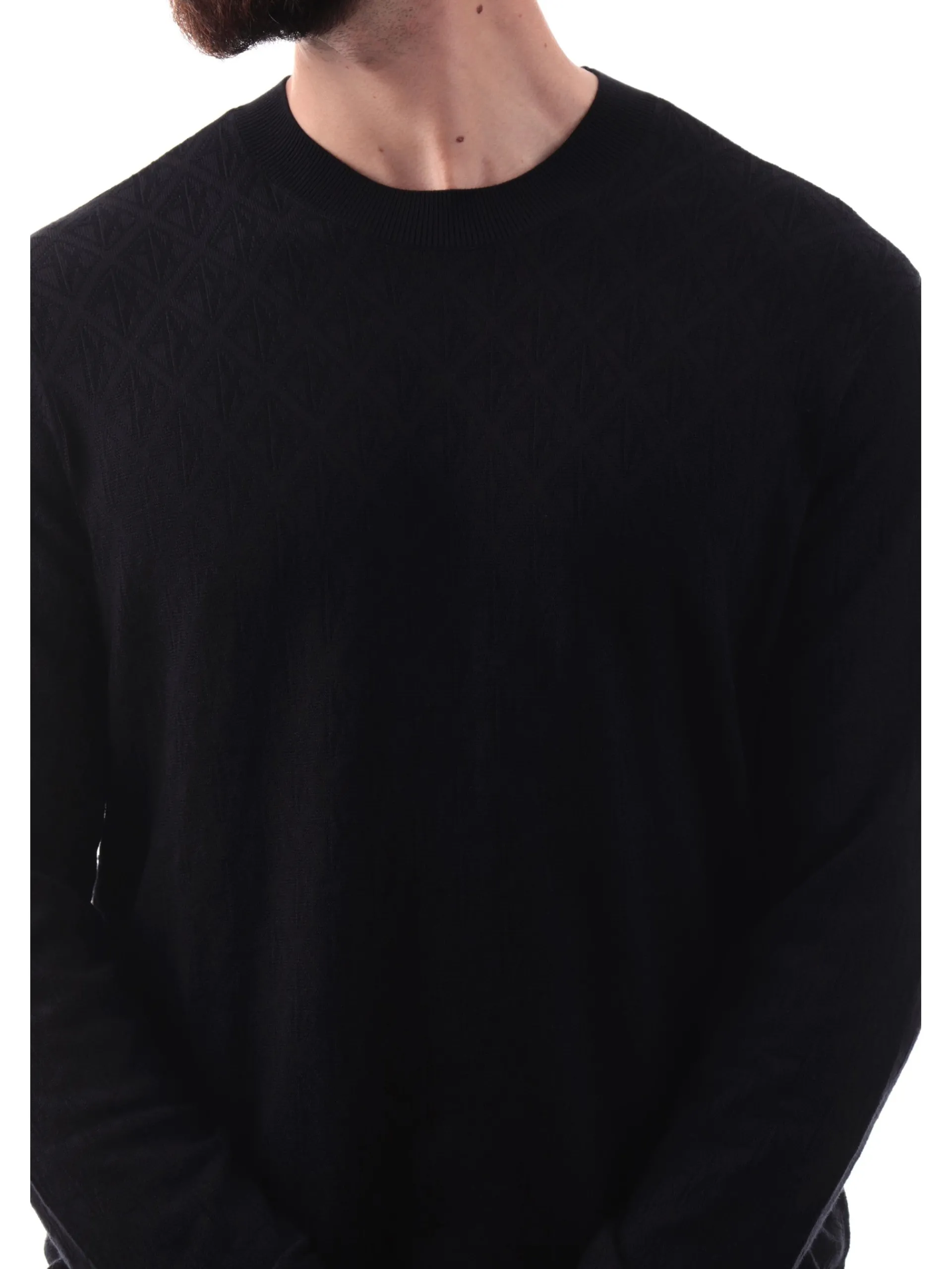 ARMANI EXCHANGE Maglie*Maglione AX nero da uomo logo all over XM000176AF10454