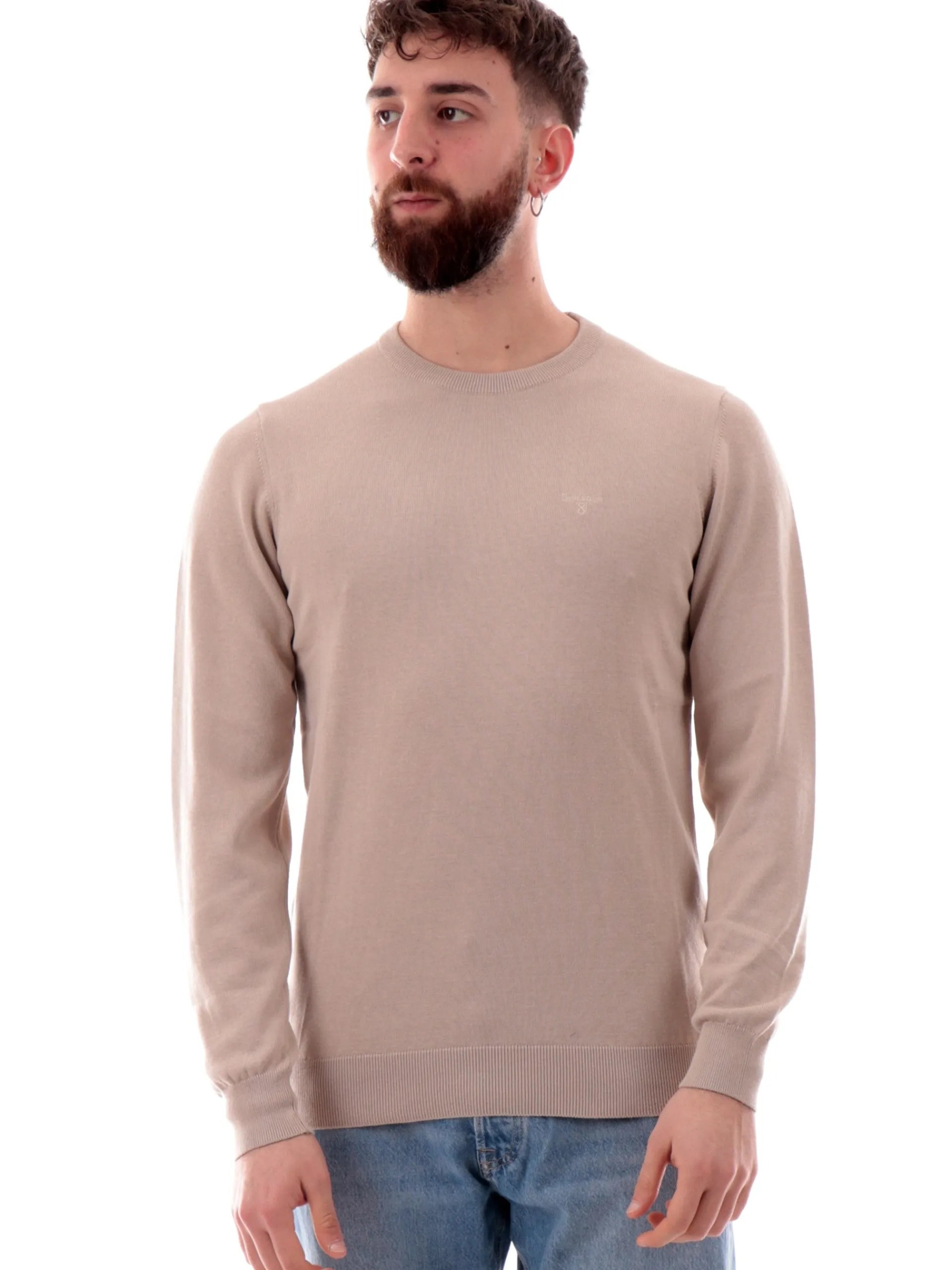BARBOUR Maglie*Maglione beige da uomo Pima Cotton Crew MKN0932