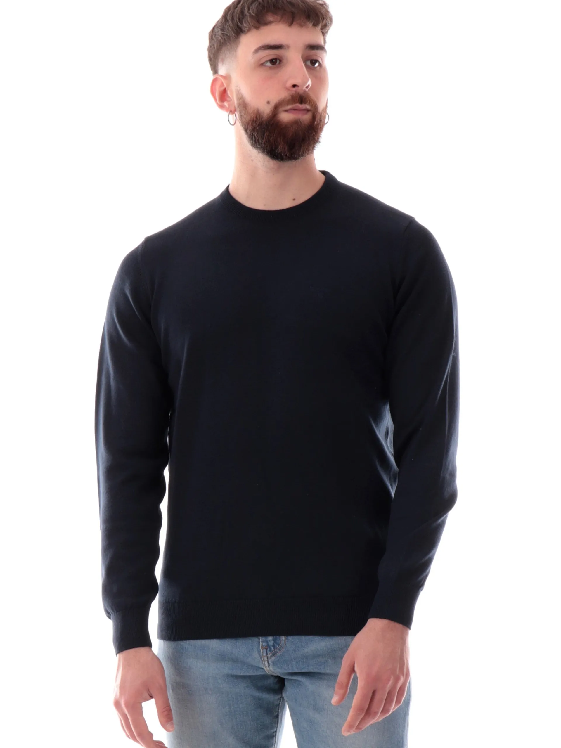 BARBOUR Maglie*Maglione blu da uomo Pima Cotton Crew MKN0932