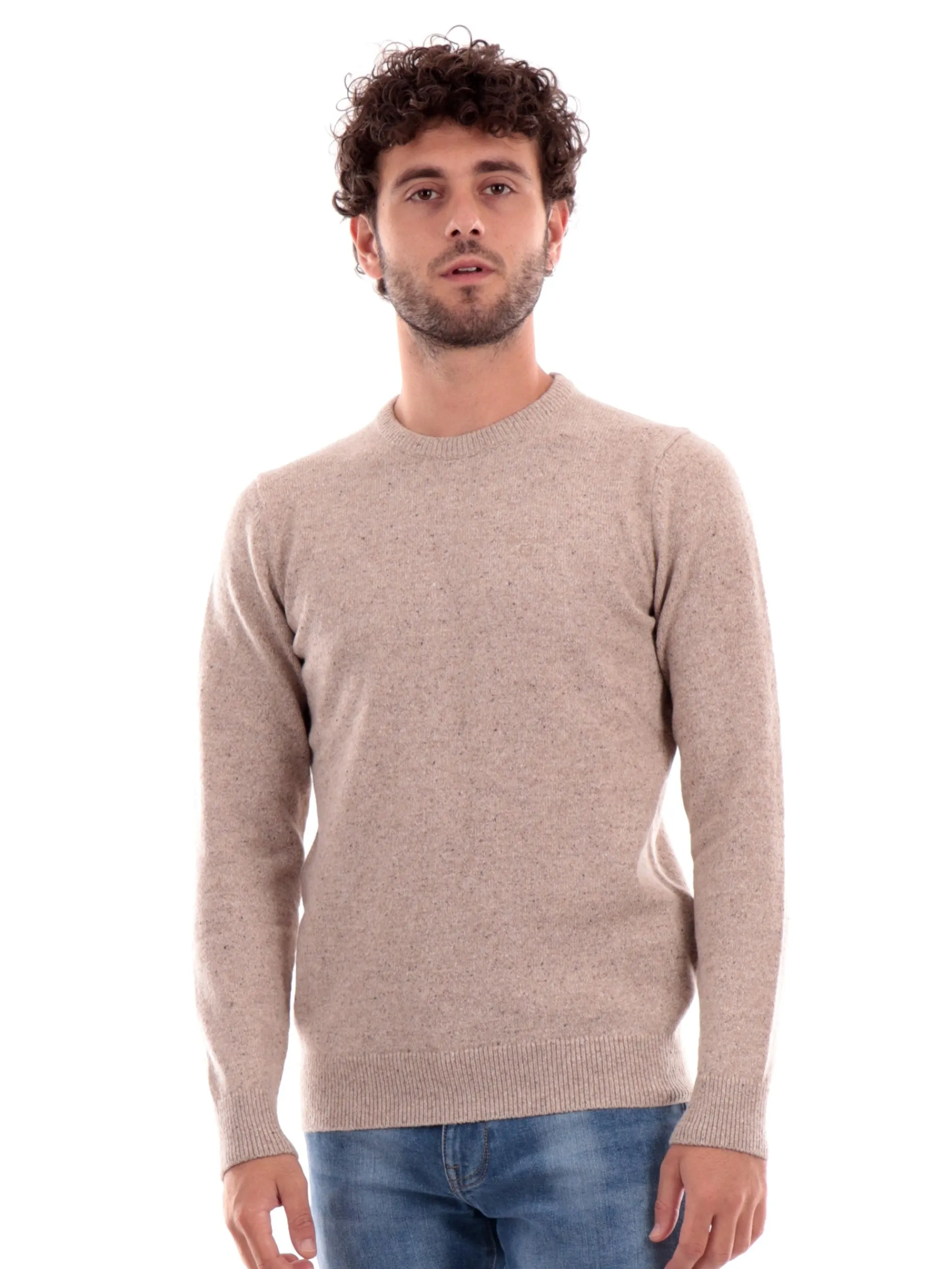 BARBOUR Maglie*Maglione da uomo beige Tisbury Crew Knitwear MKN0844-ST51