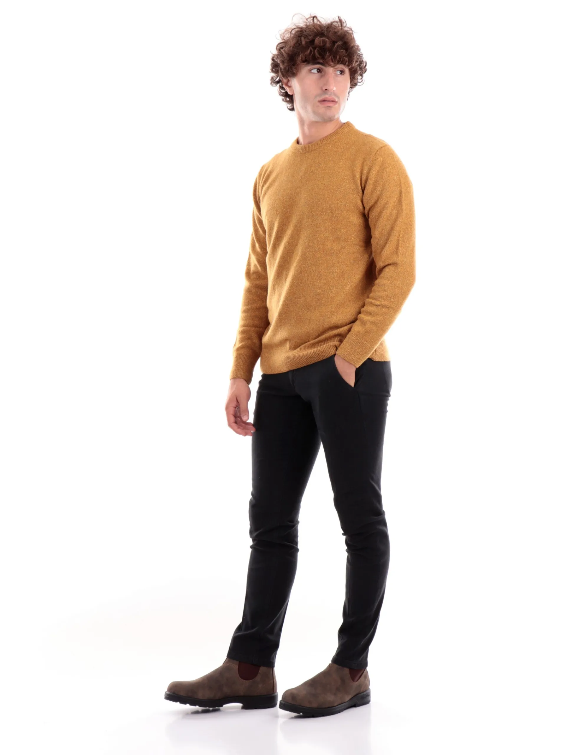 BARBOUR Maglie*Maglione giallo da uomo Essential Tisbury MKN0844
