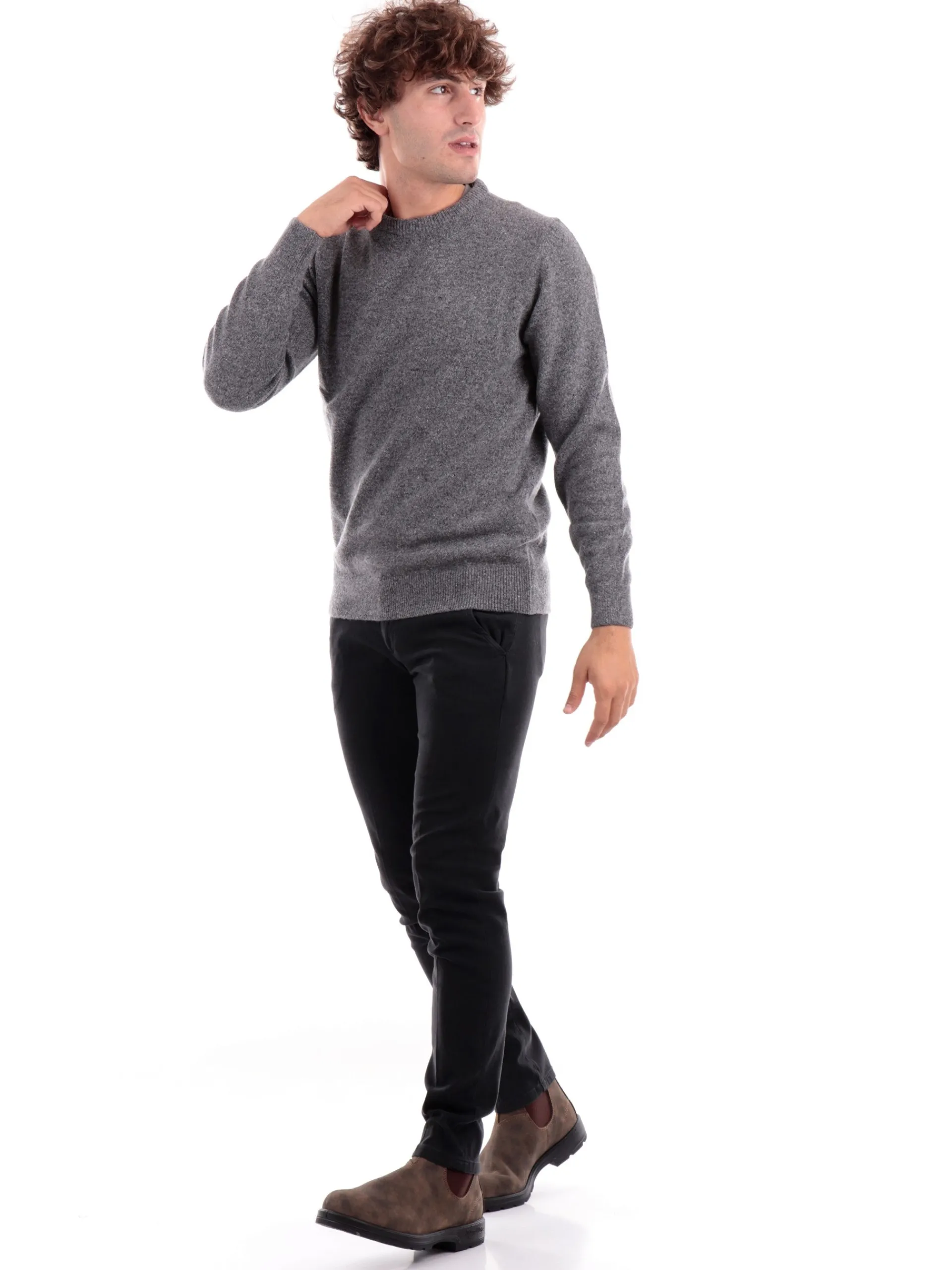 BARBOUR Maglie*Maglione grigio da uomo Essential Tisbury MKN0844
