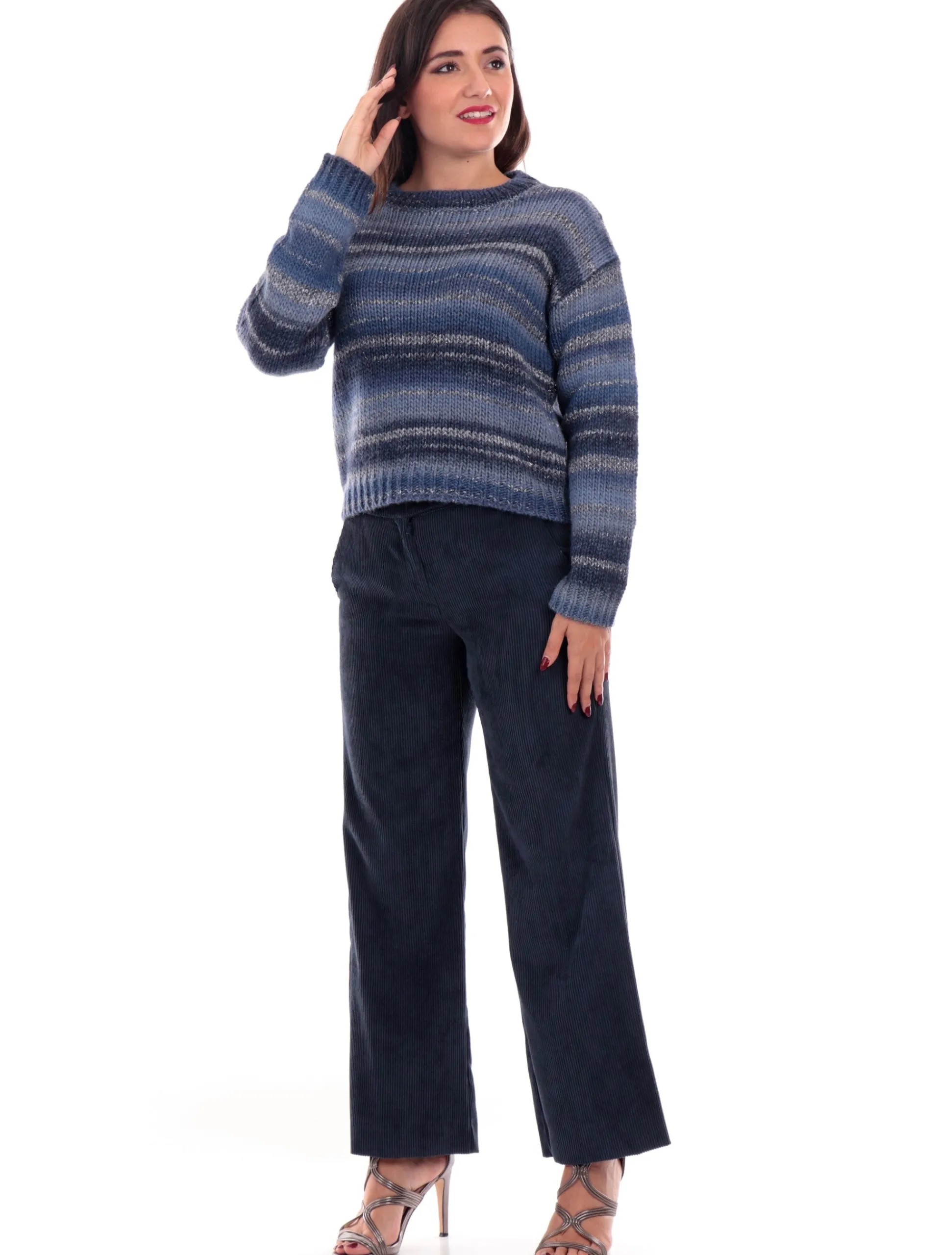 EMME MARELLA Maglie*Maglione blu a righe da donna SCOLI
