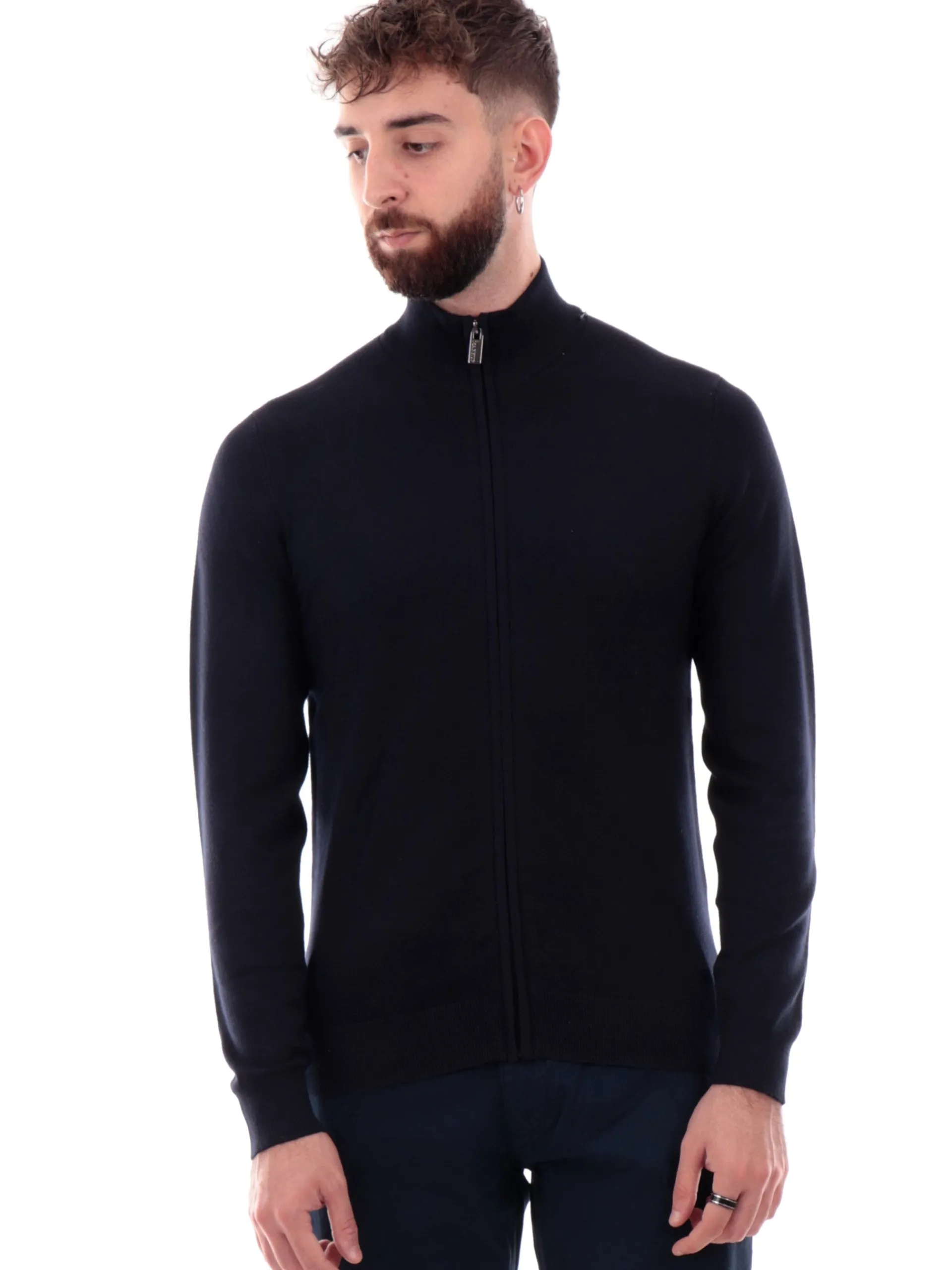 MARKUP Maglie*Maglione cardigan blu da uomo full zip viscosa MK20016