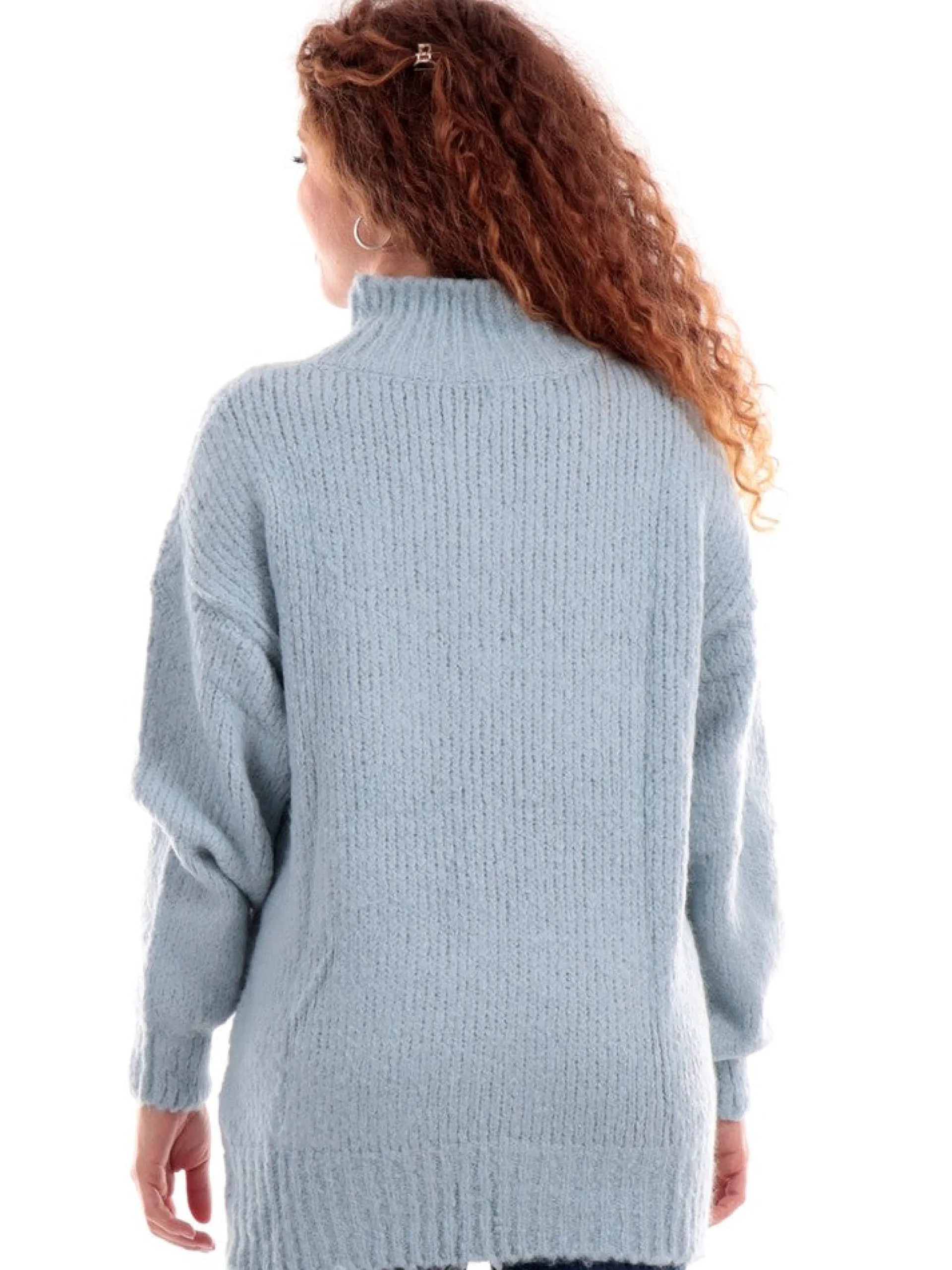 MOLLYBRACKEN Maglie*Maglione Celeste collo alto dolcevita da donna Molly Bracken LAR237BH