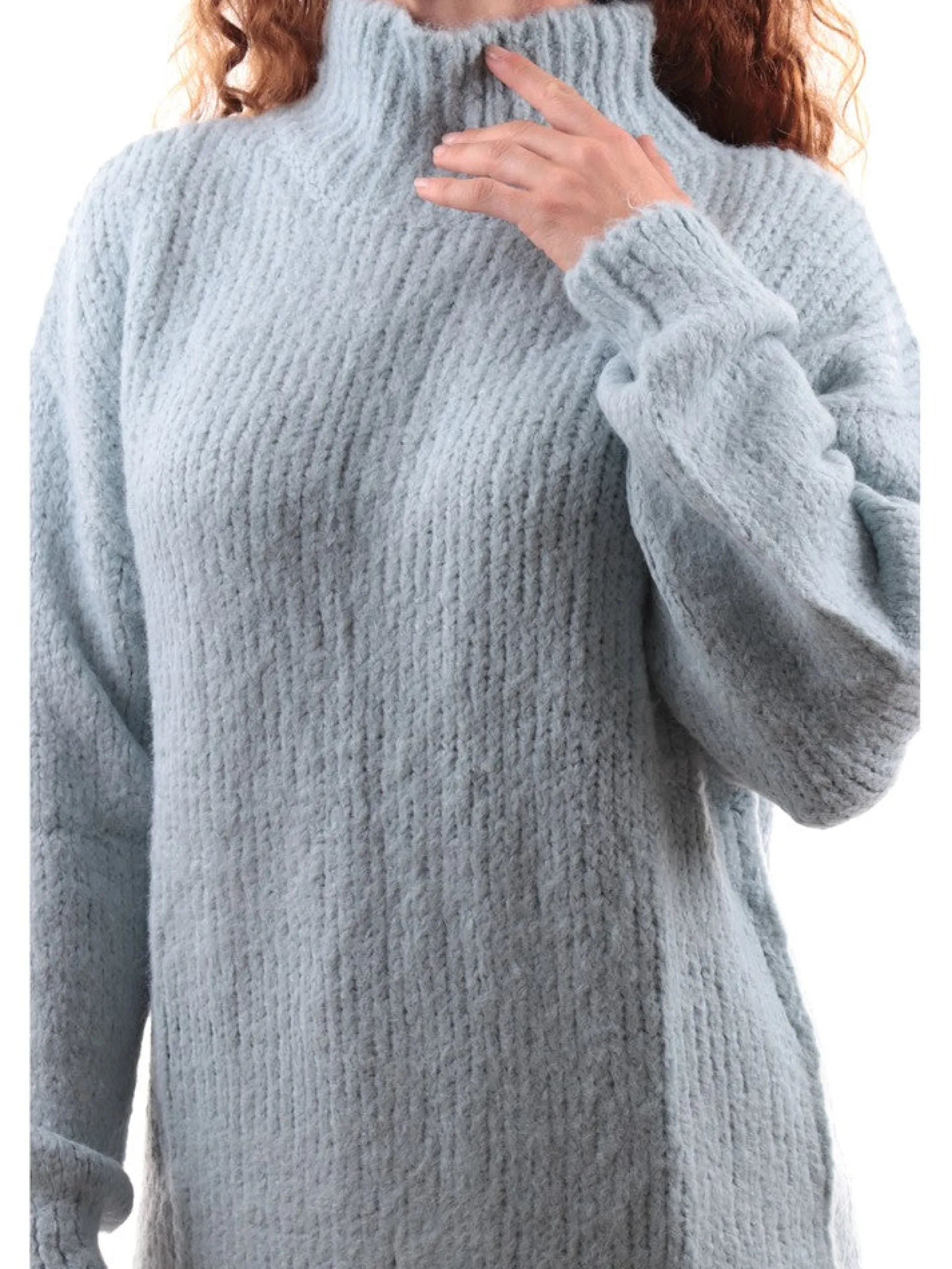 MOLLYBRACKEN Maglie*Maglione Celeste collo alto dolcevita da donna Molly Bracken LAR237BH