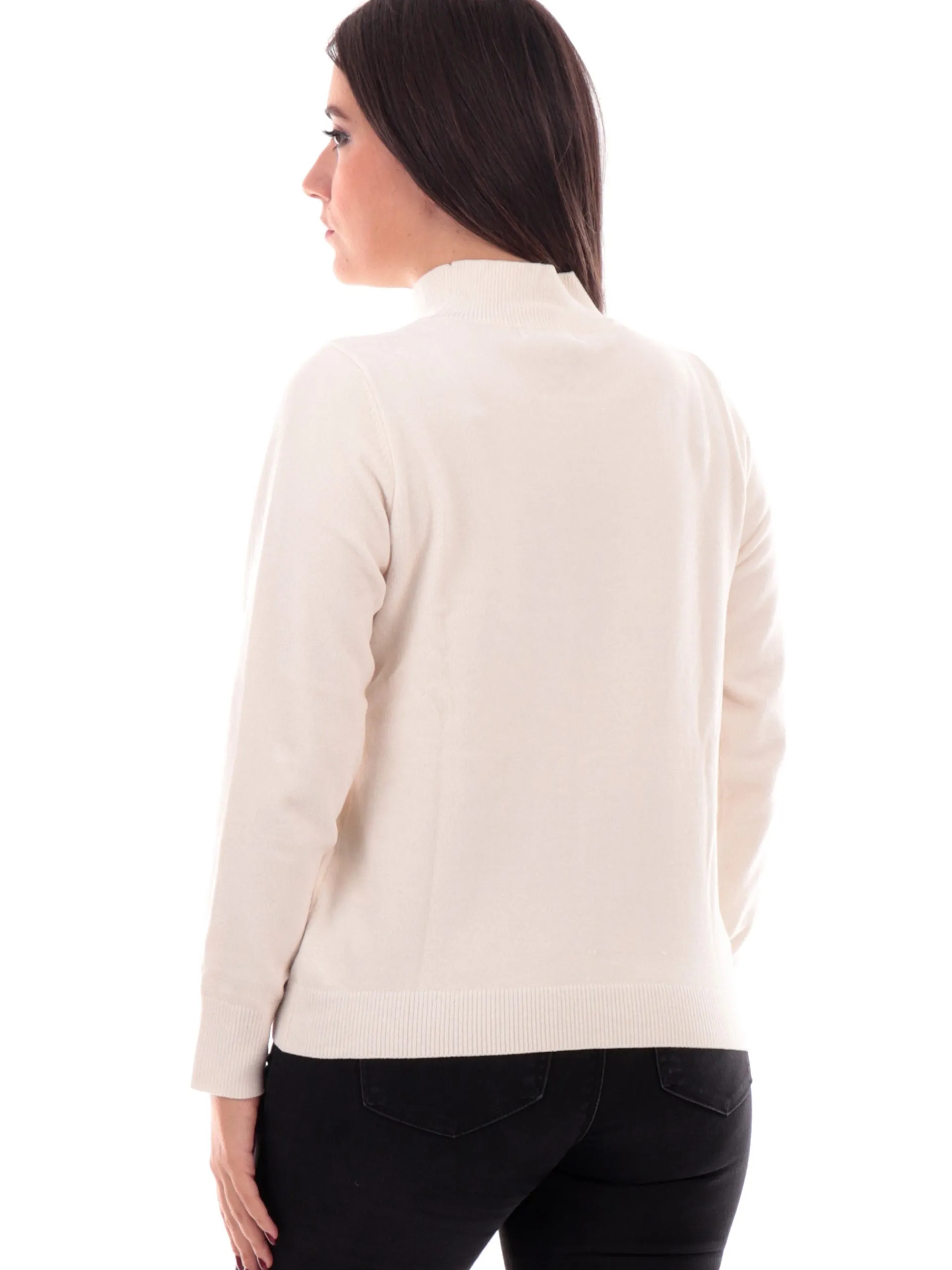 YES ZEE Maglie*Maglione ciniglia bianco da donna con ricamo M098IE000