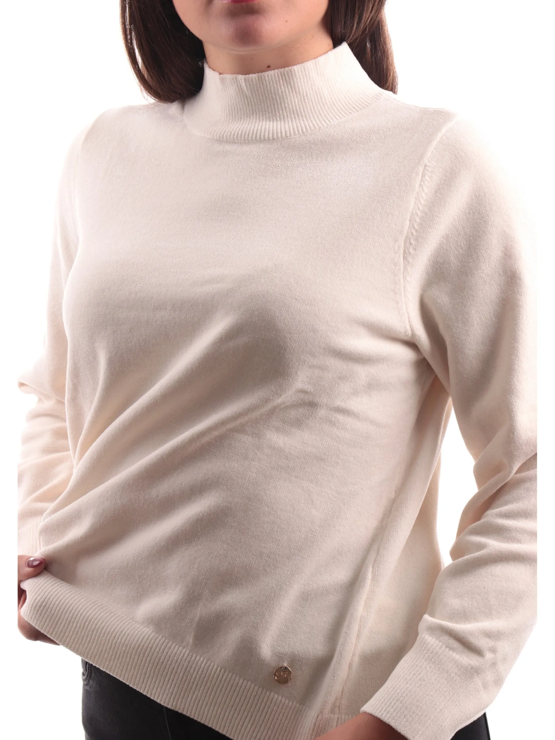 YES ZEE Maglie*Maglione ciniglia bianco da donna con ricamo M098IE000