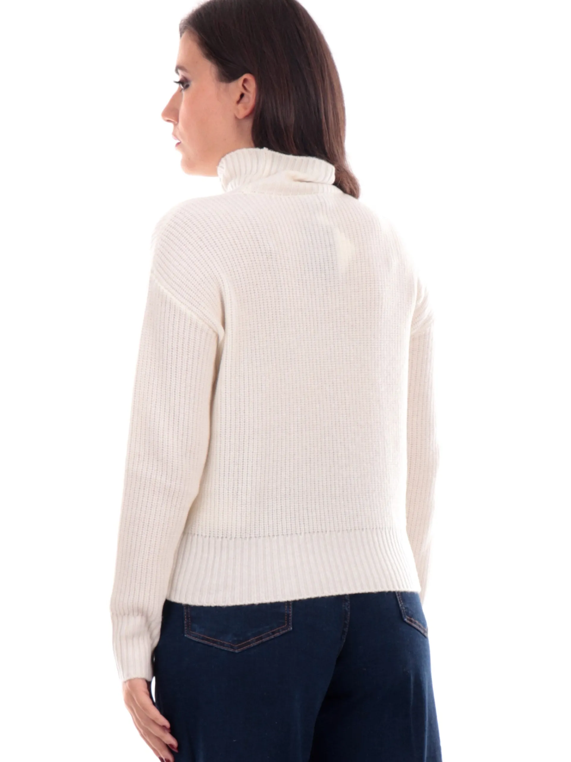 EMME MARELLA Maglie*Maglione dolcevita bianco da donna con intreccio SPIANO