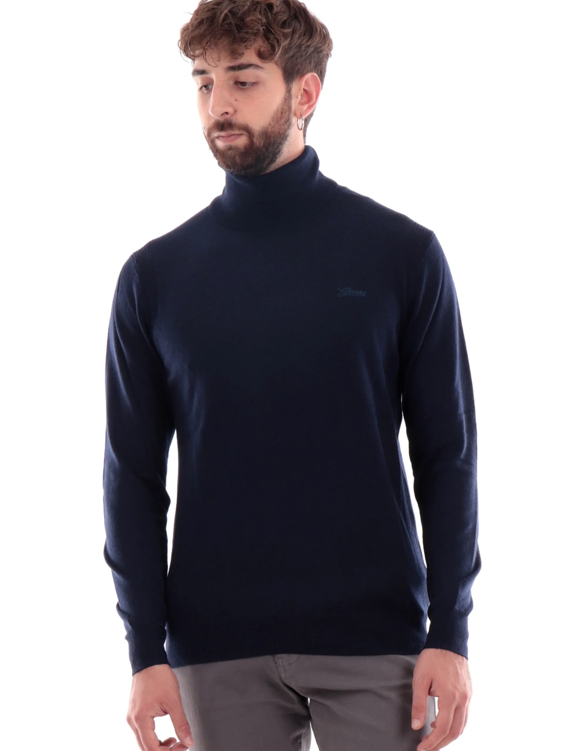 GUESS Maglie*Maglione dolcevita blu da uomo Ebenezer M4BR05Z3H82