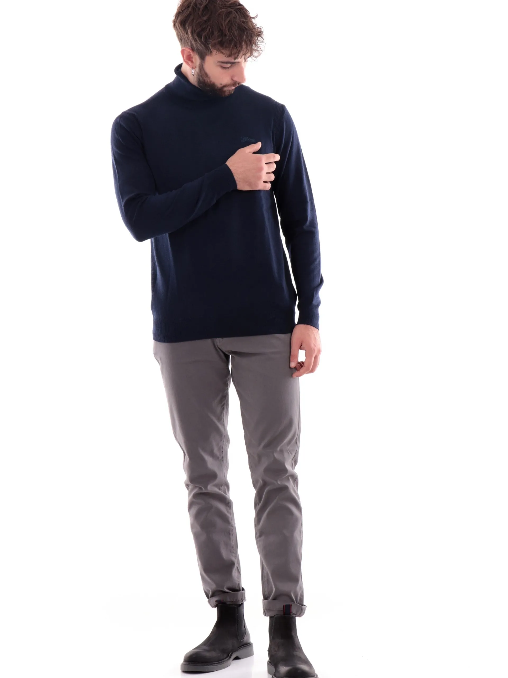 GUESS Maglie*Maglione dolcevita blu da uomo Ebenezer M4BR05Z3H82