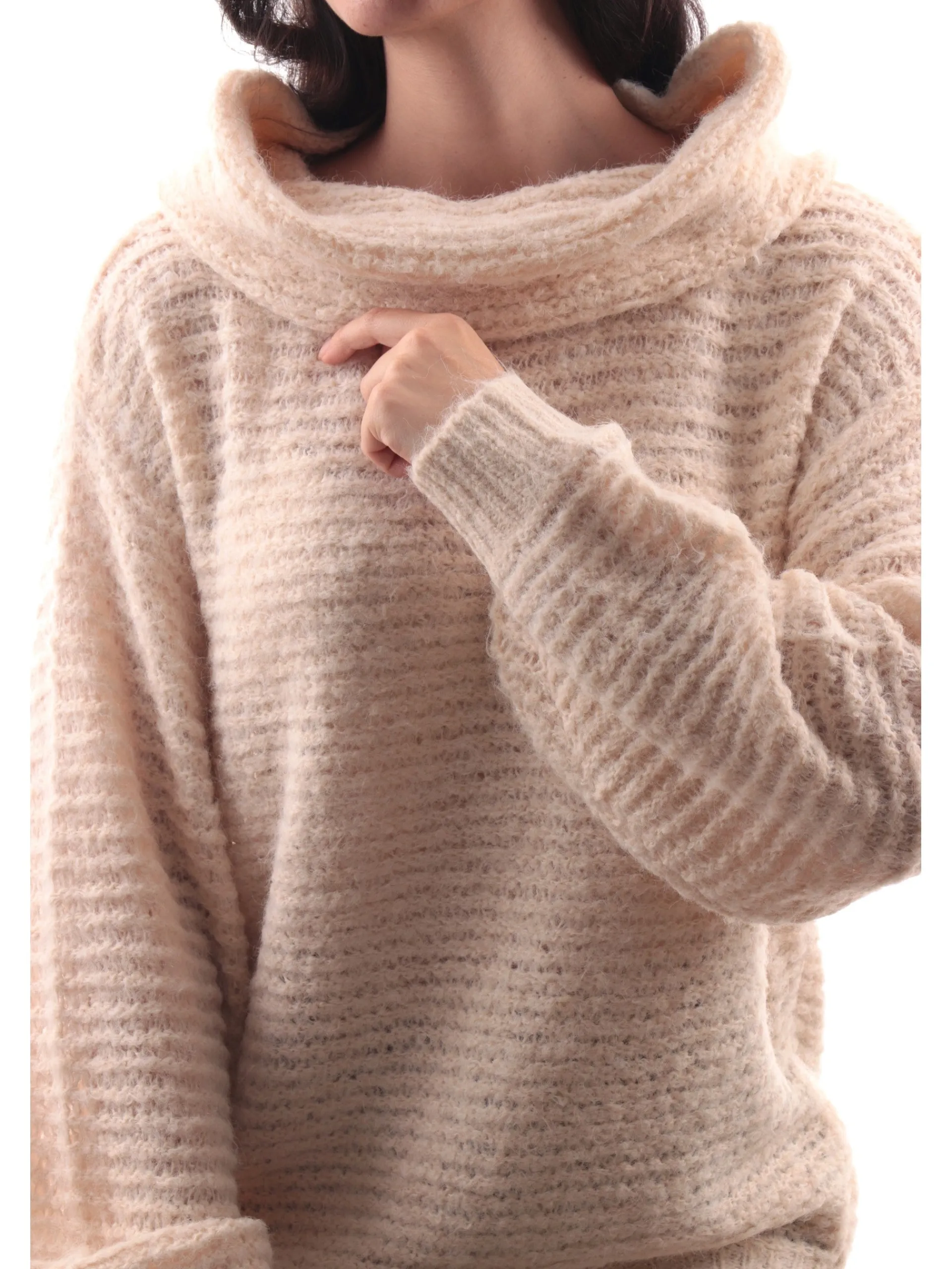 MOLLYBRACKEN Maglie*Maglione dolcevita Molly Bracken bianco da donna tessuto a nodi LA1610ACN