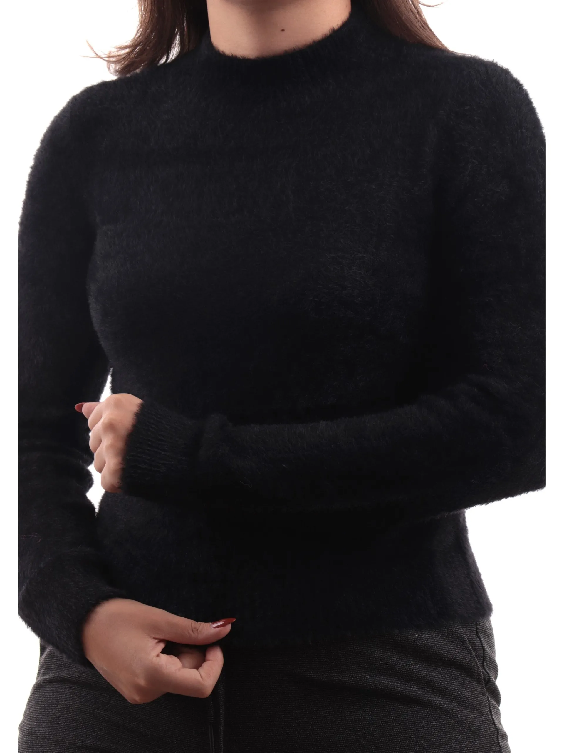 ONLY Maglie*Maglione dolcevita nero da donna pelliccia eco 15324205