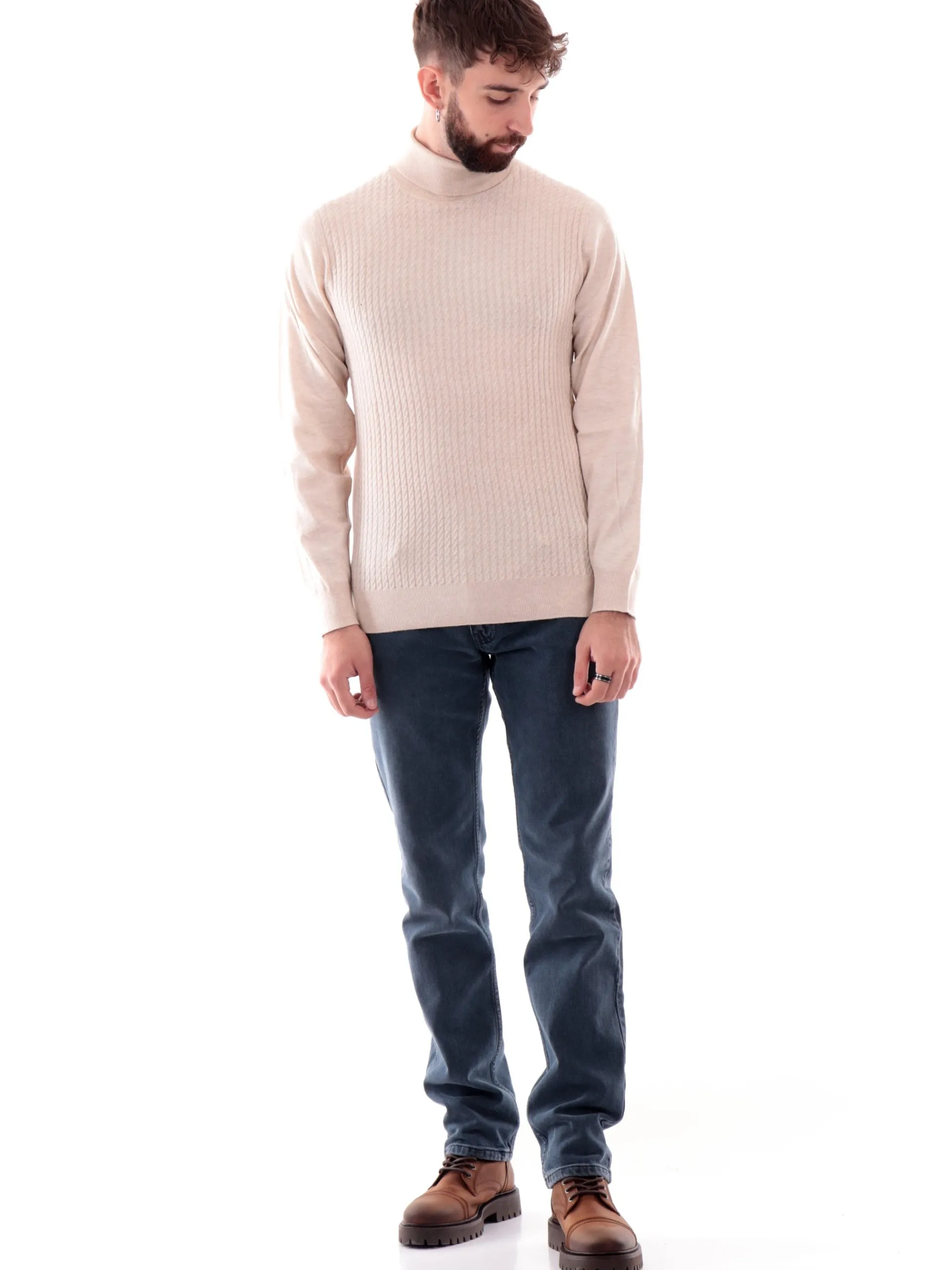 YES ZEE Maglie*Maglione dolcevita beige da uomo M813ZS000