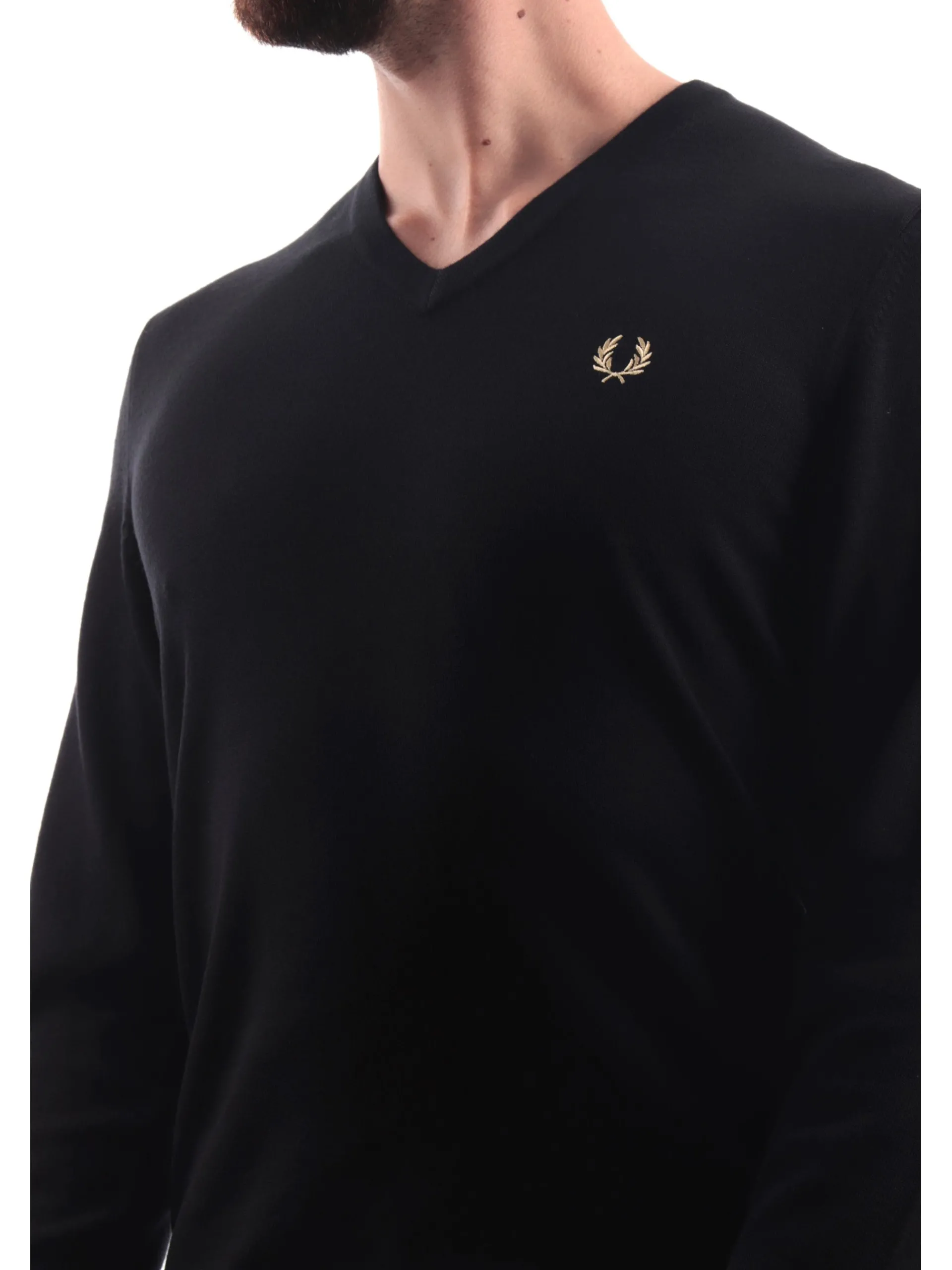 FRED PERRY Maglie*Maglione nero da uomo scollo a V K9600