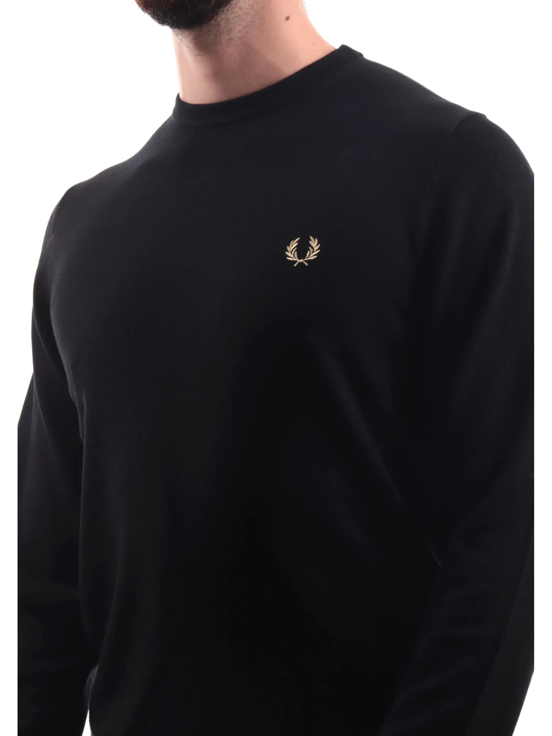 FRED PERRY Maglie*Maglione nero da uomo Classic Crew Neck Jumper K9601