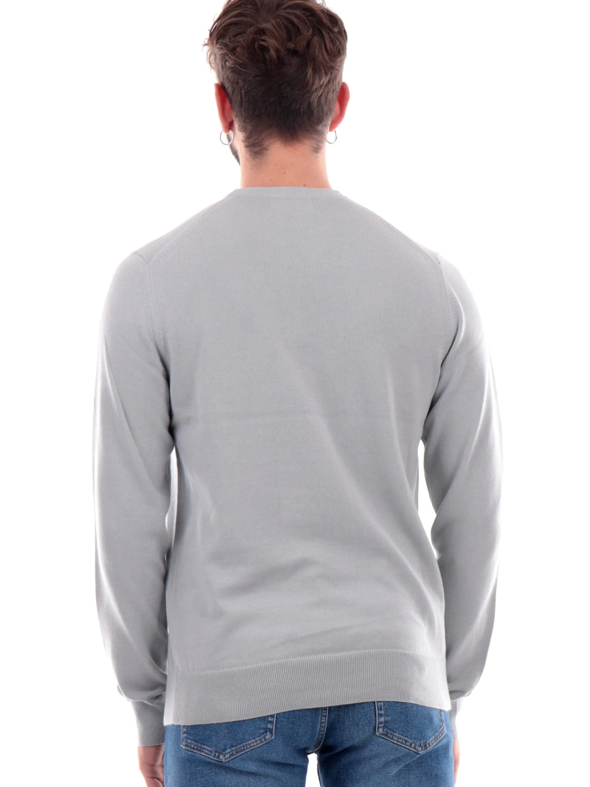 FRED PERRY Maglie*Maglione silver blue da uomo Classic Crew Neck Jumper K9601